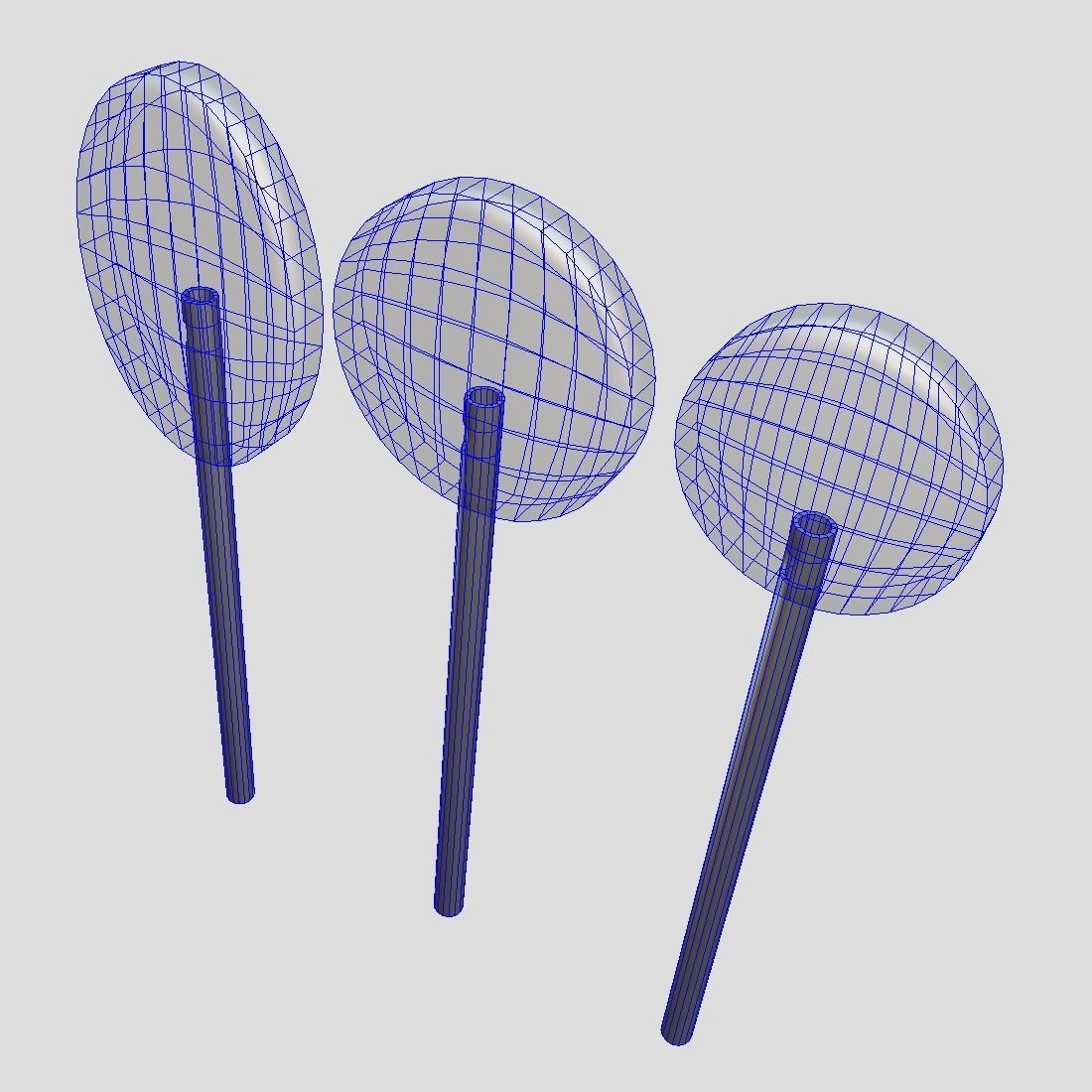 Lollipops three different colored on stick Low-poly 3D model_5