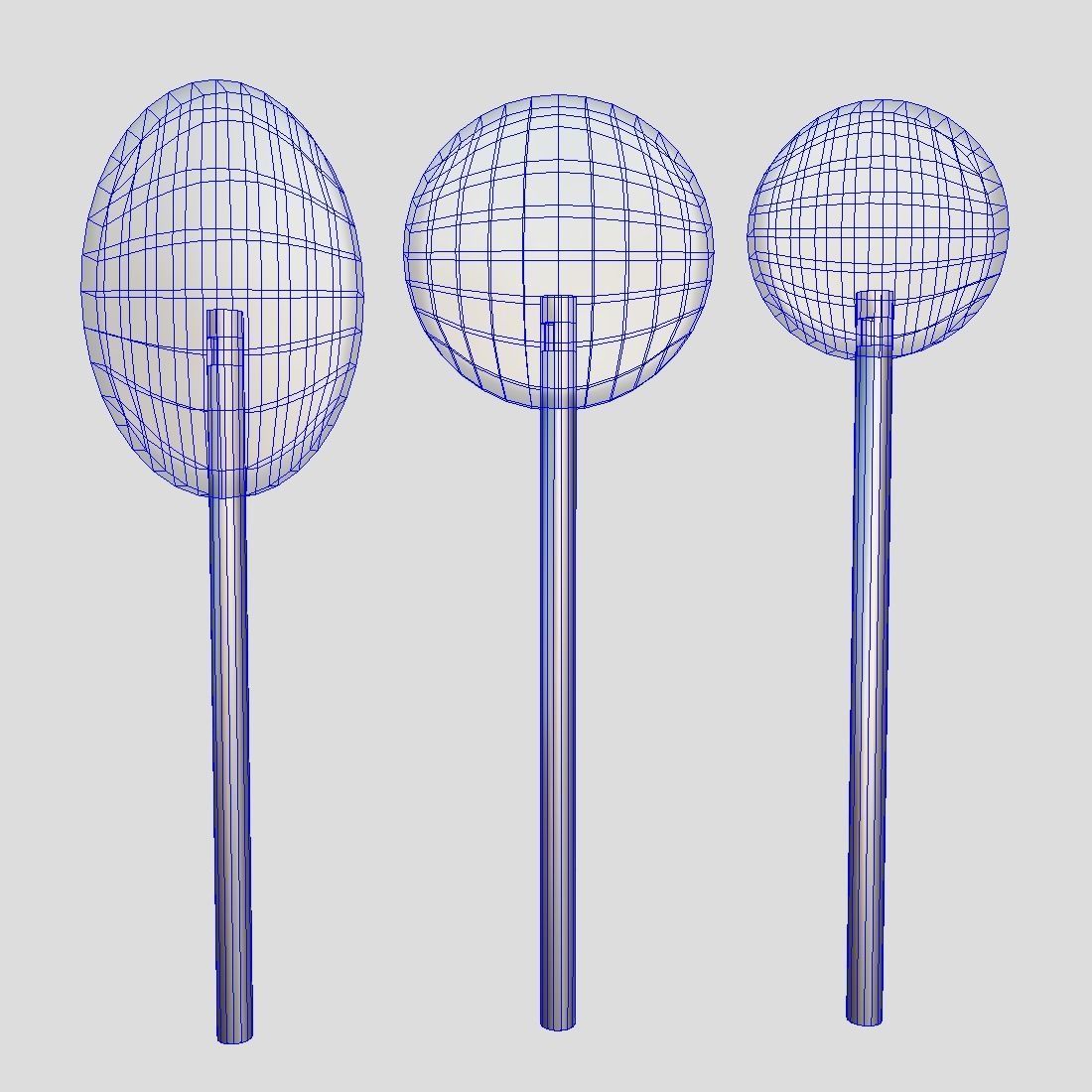 Lollipops three different colored on stick Low-poly 3D model_3