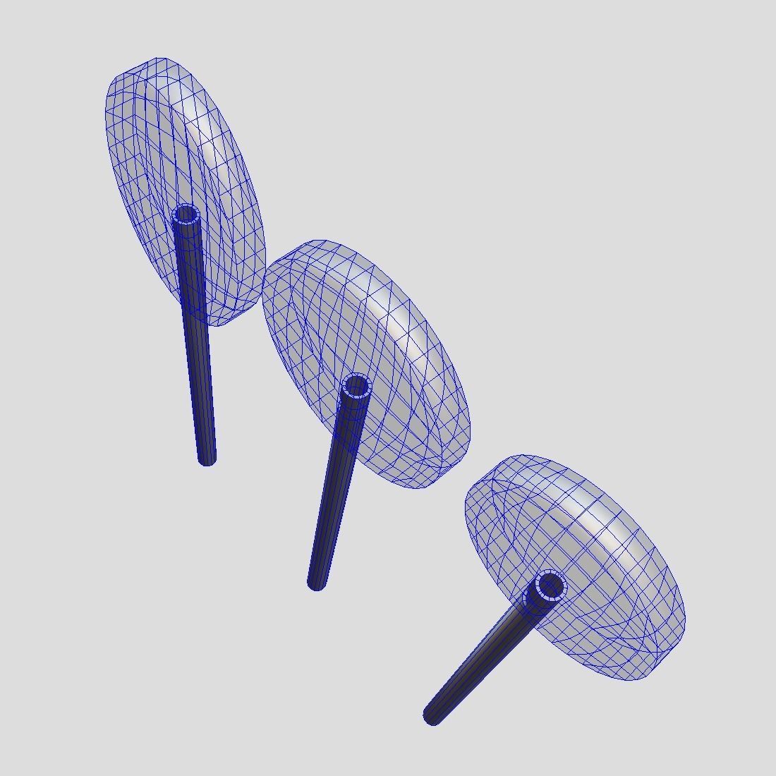 Lollipops three different colored on stick Low-poly 3D model_7