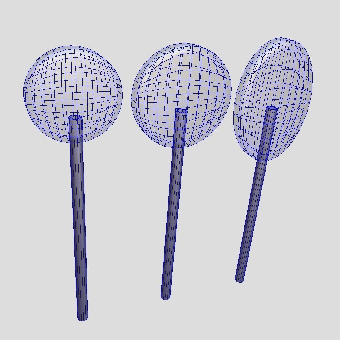 Lollipops three different colored on stick Low-poly 3D model_9