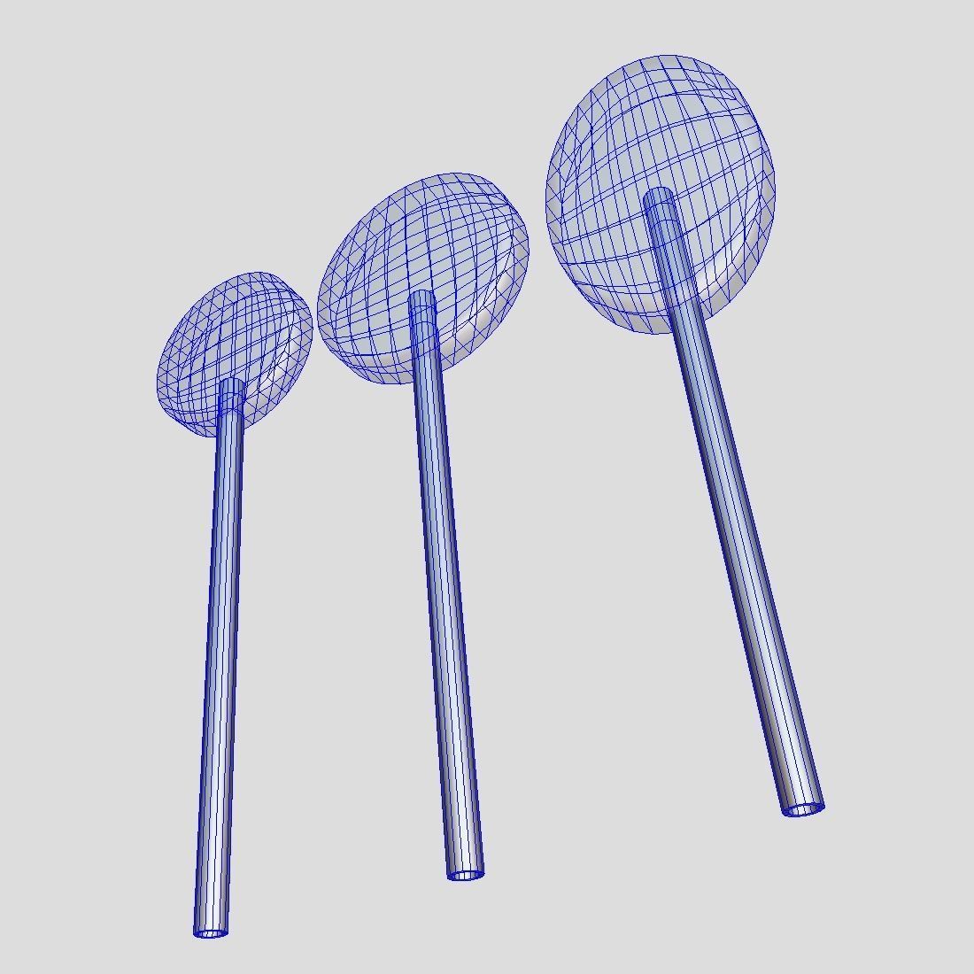 Lollipops three different colored on stick Low-poly 3D model_11