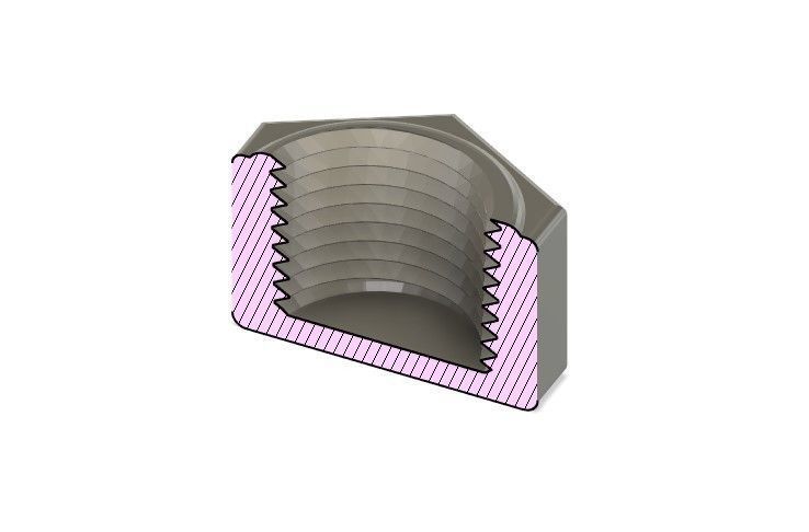 1 2 inch female cap 3D print model_2