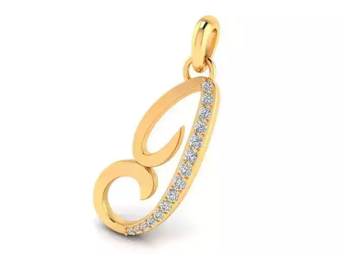 Pendant Alphabet Letter J Diamond