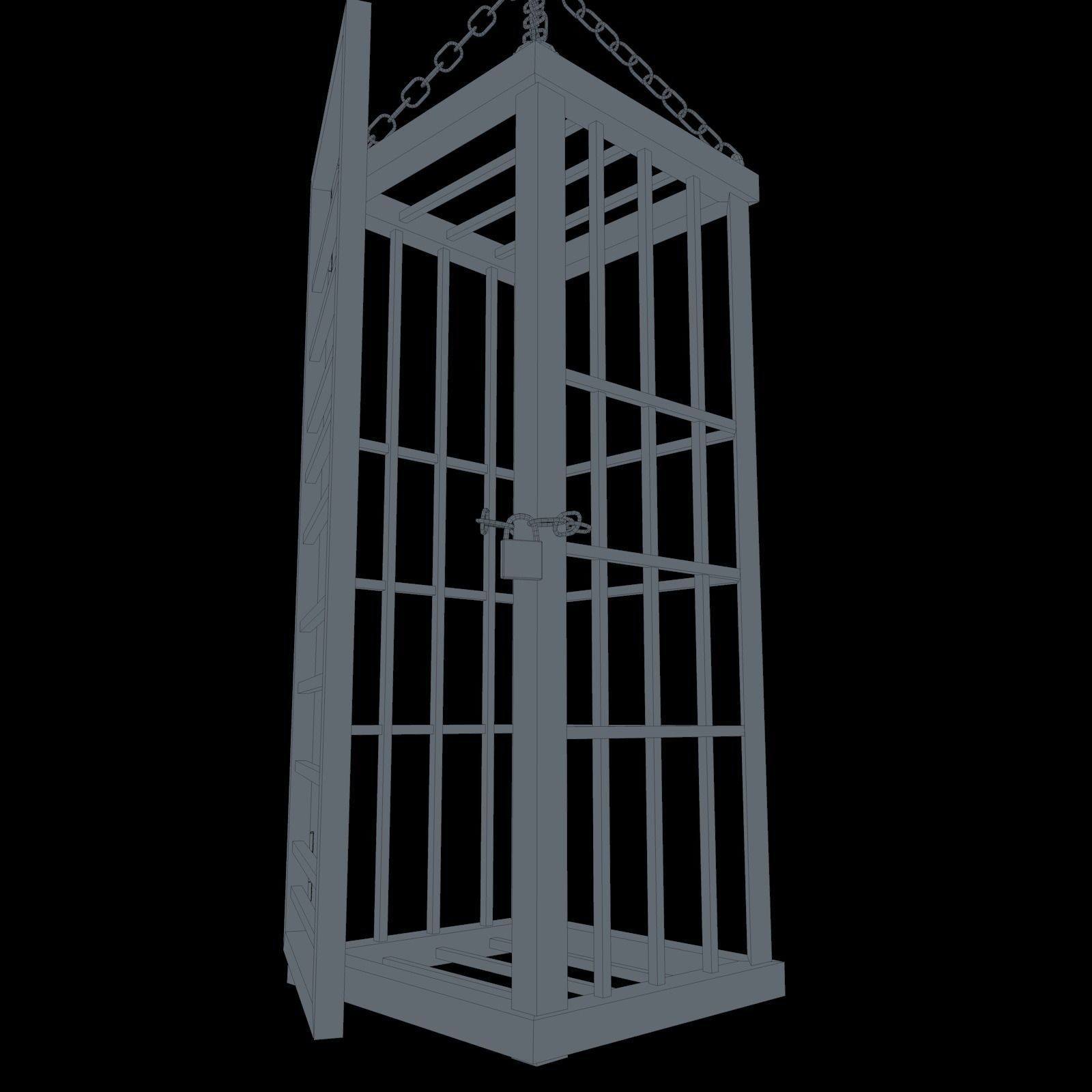 Dungeon Hanging Cage Low-poly 3D model_11
