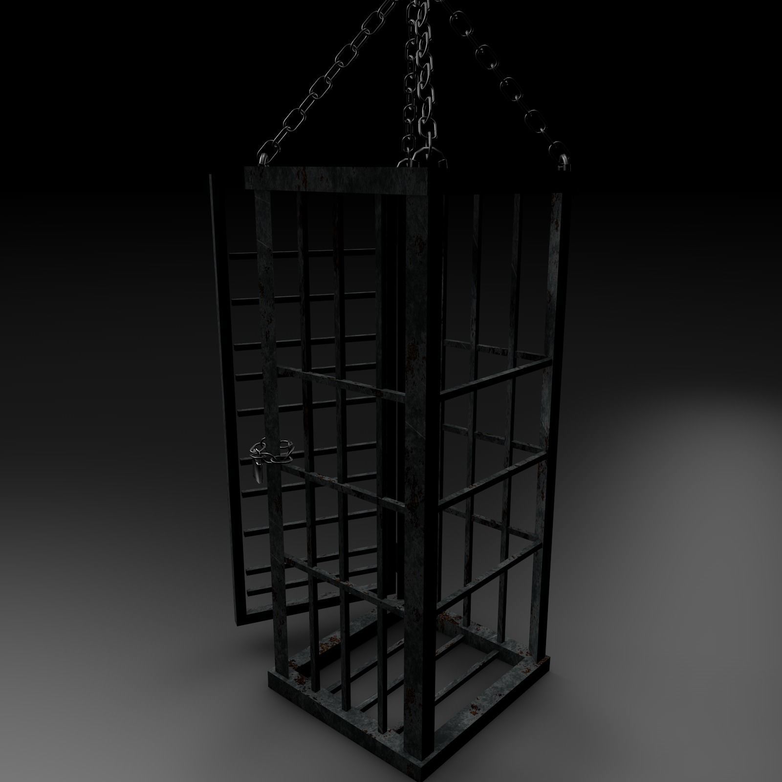 Dungeon Hanging Cage Low-poly 3D model_5