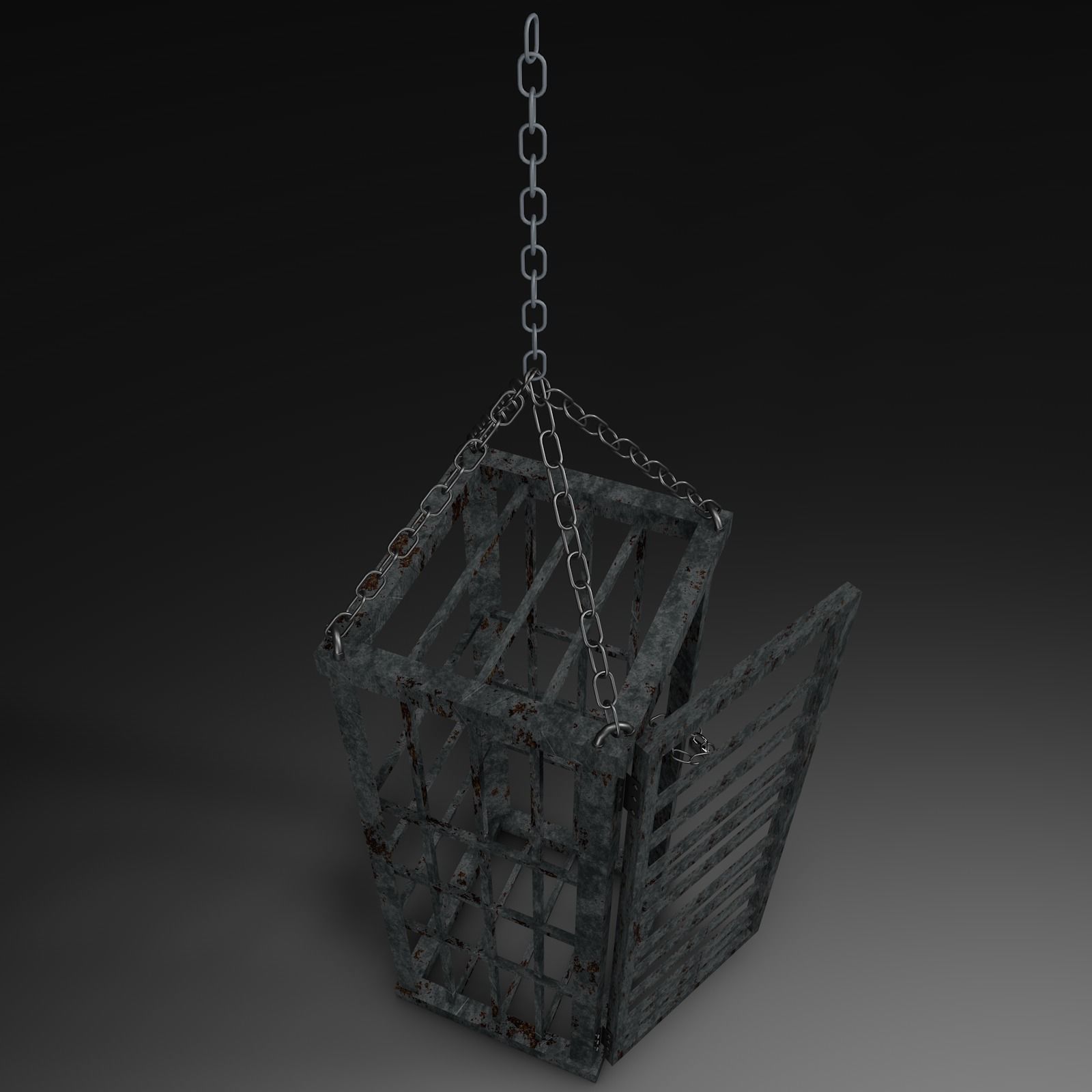 Dungeon Hanging Cage Low-poly 3D model_3