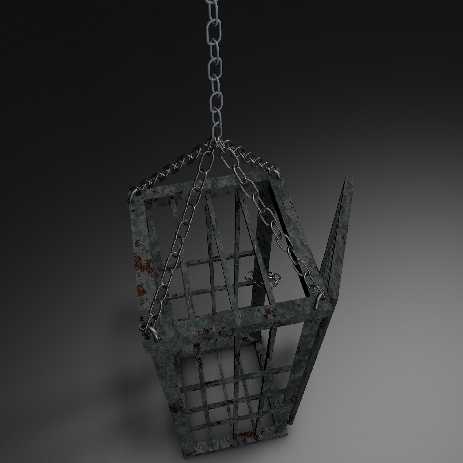 Dungeon Hanging Cage Low-poly 3D model_7