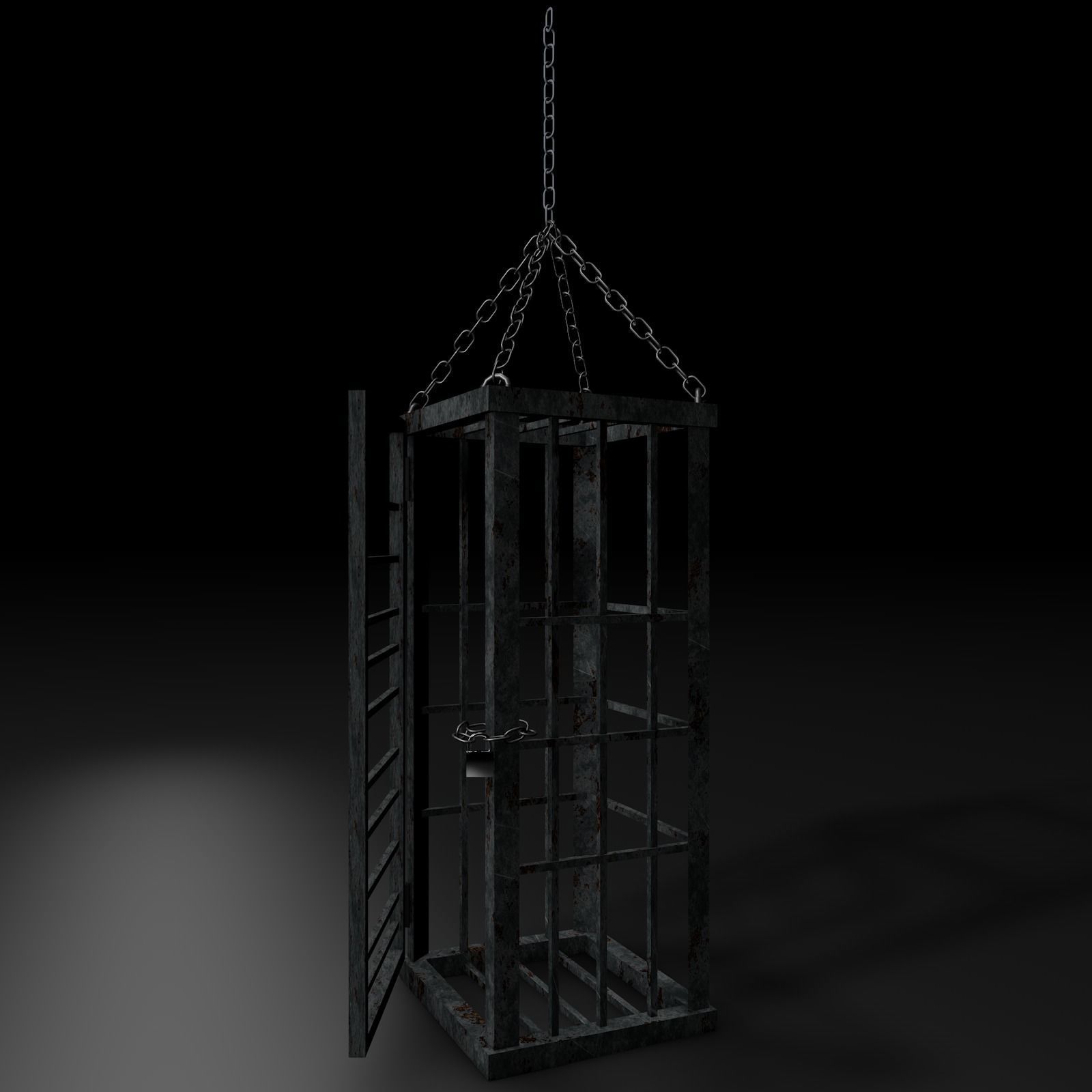 Dungeon Hanging Cage Low-poly 3D model_2