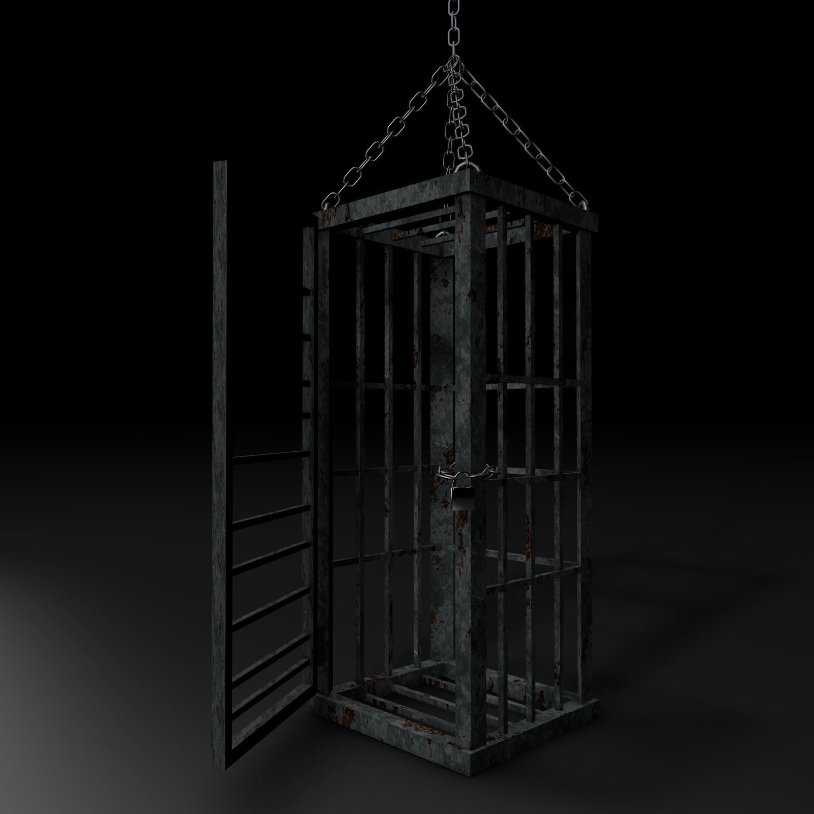 Dungeon Hanging Cage Low-poly 3D model_16
