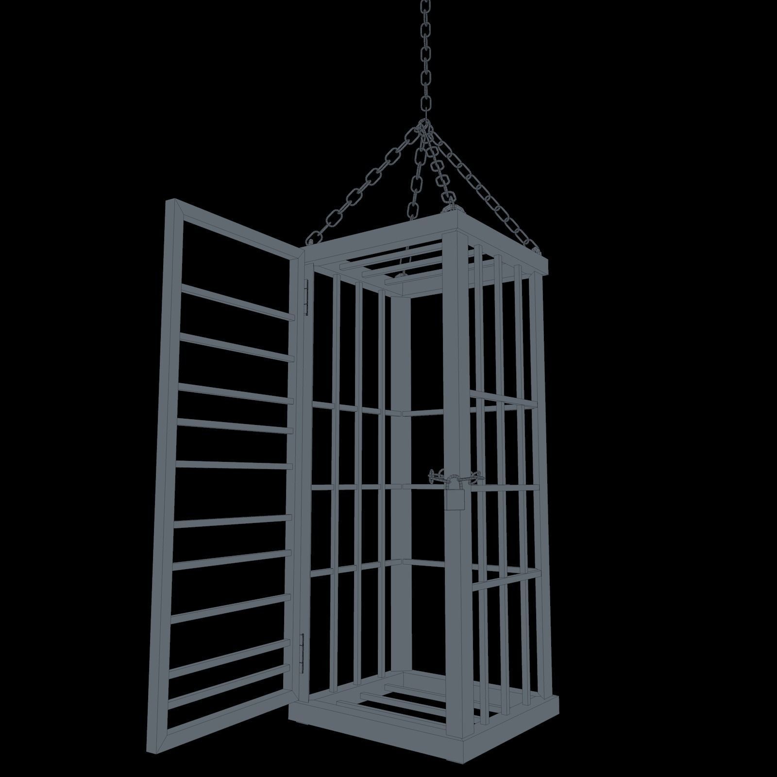 Dungeon Hanging Cage Low-poly 3D model_15