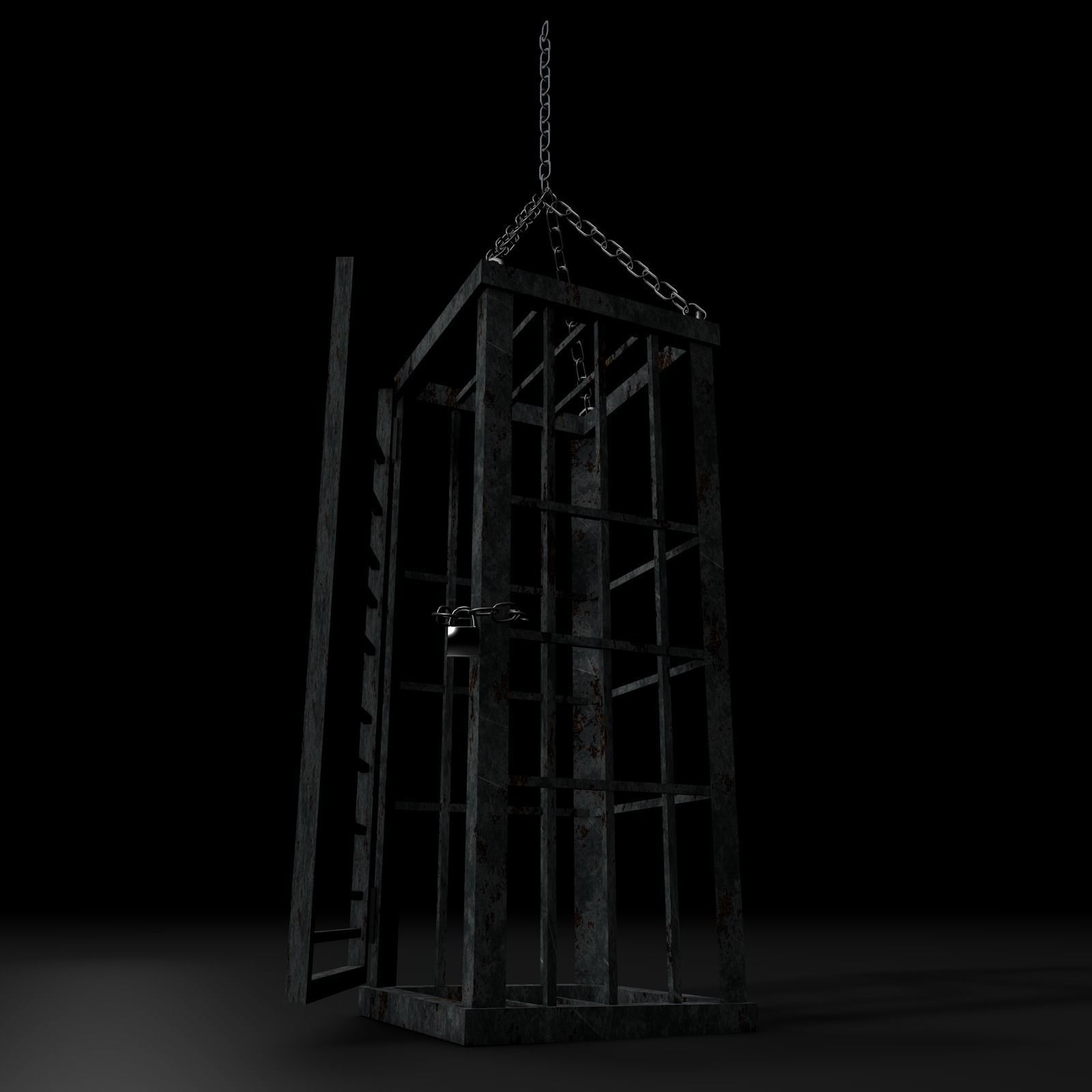 Dungeon Hanging Cage Low-poly 3D model_6