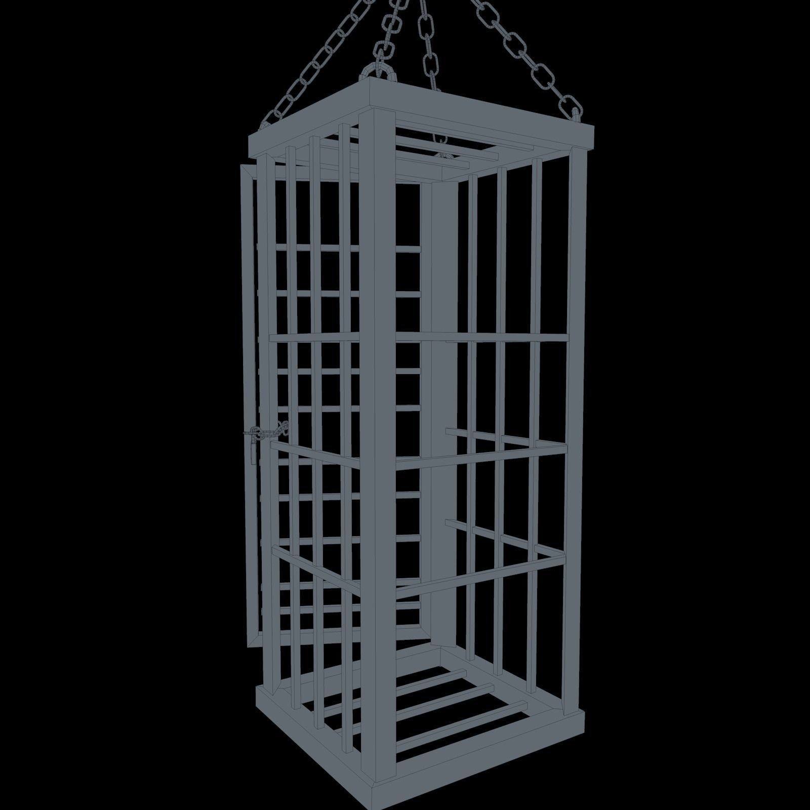 Dungeon Hanging Cage Low-poly 3D model_14