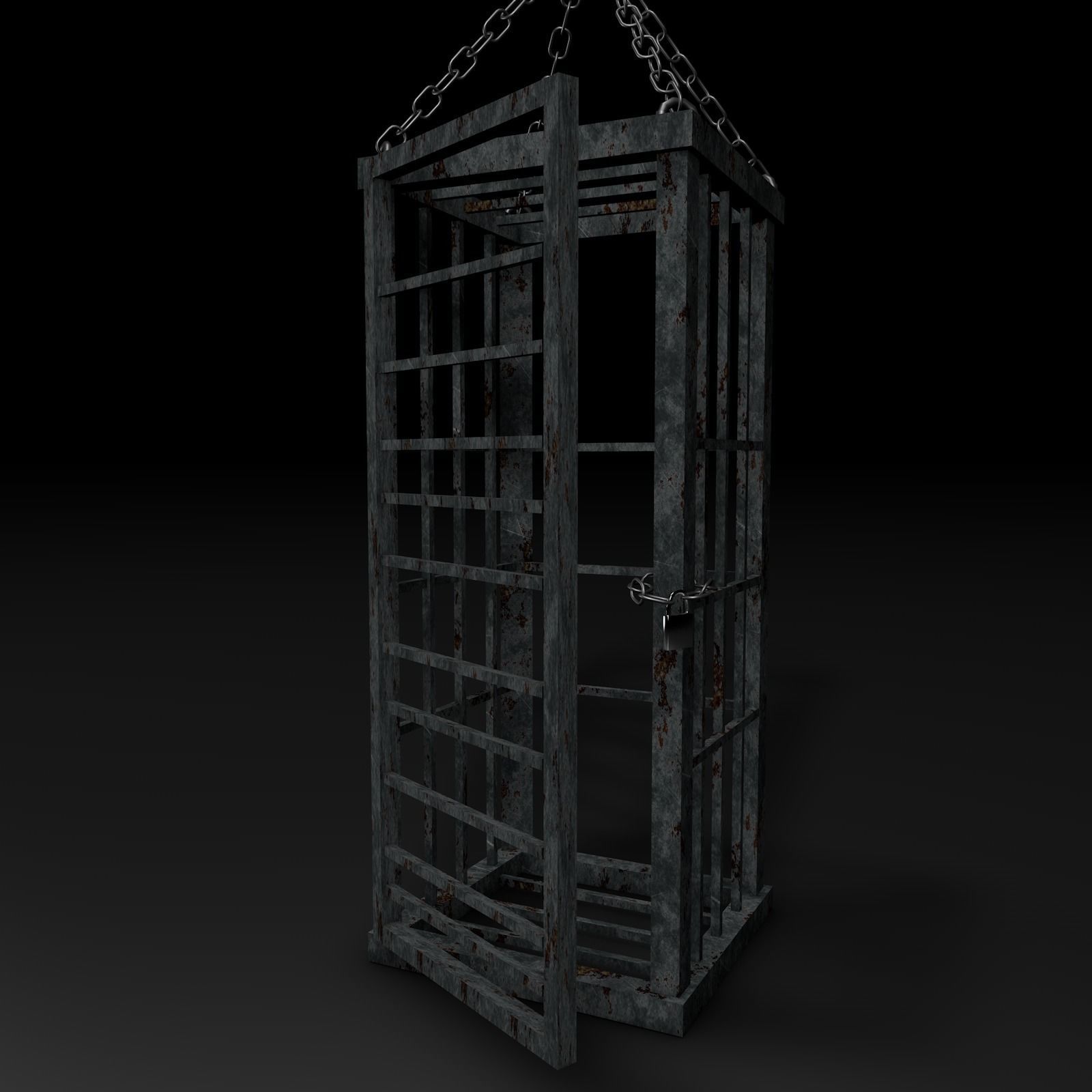 Dungeon Hanging Cage Low-poly 3D model_1