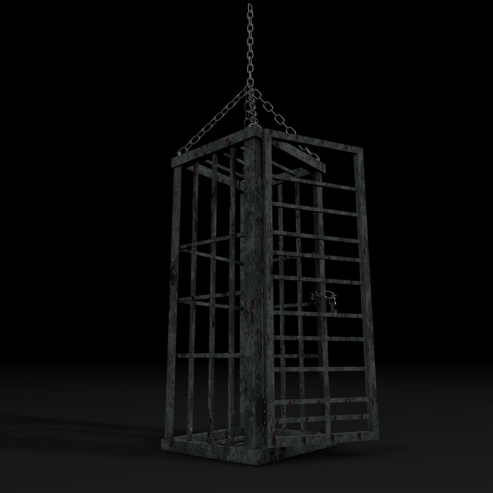 Dungeon Hanging Cage Low-poly 3D model_4