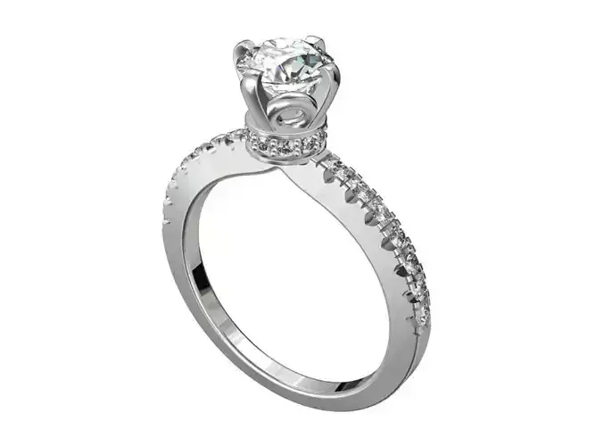 Engagement Ring Solitaire Model  Ready For 3D Printing -CC91