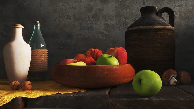 Still life photo set  Low-poly 3D model