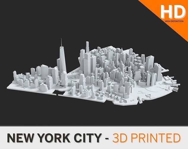 Lower Manhattan NYC 3D print part and Empire State Building 3D print model