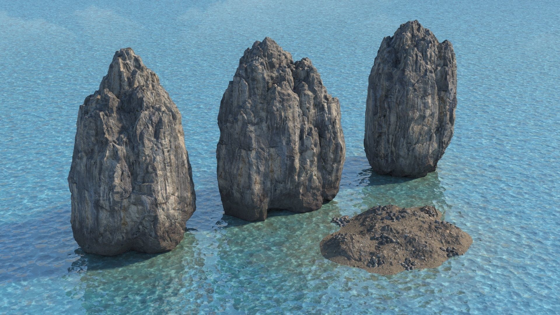 Rock islands Low-poly 3D model_1