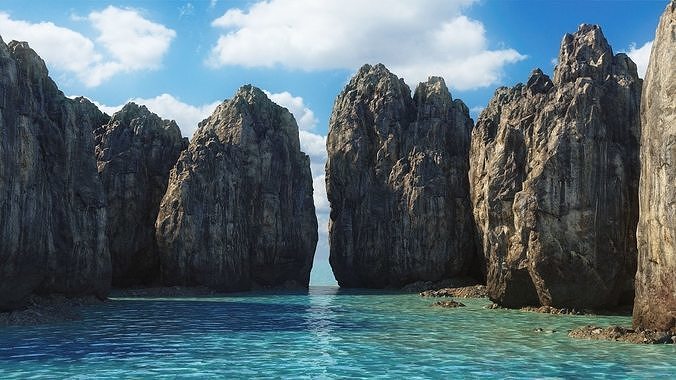 Rock islands Low-poly 3D model