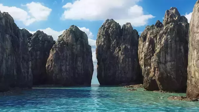 Rock islands Low-poly 3D model