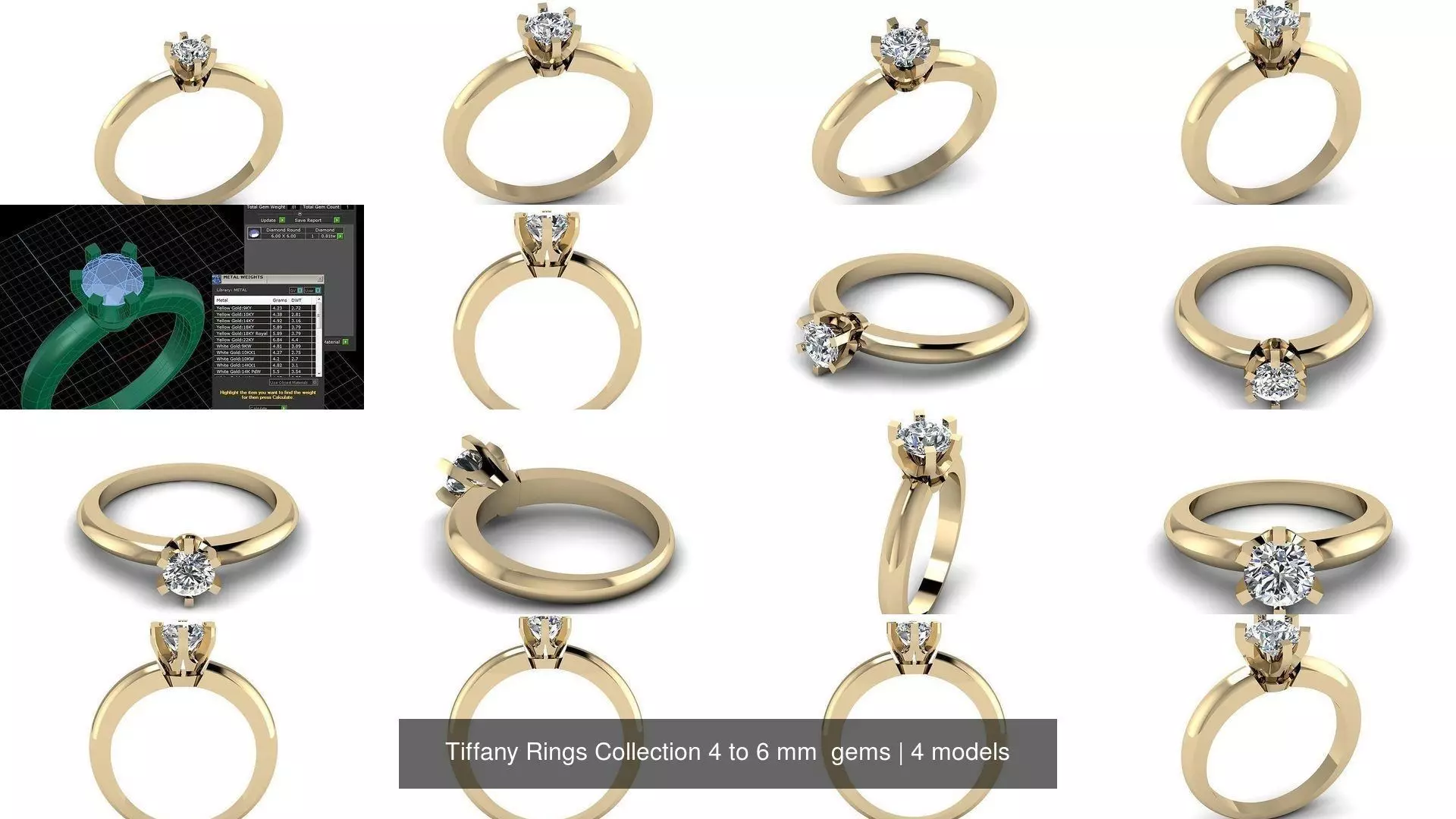 Tiffany Rings Collection 4 to 6 mm  gems _1