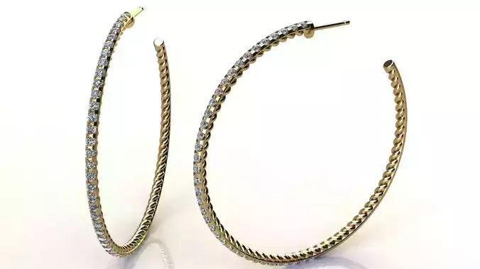 Hoop Earrings with Pave Diamonds 3D print model
