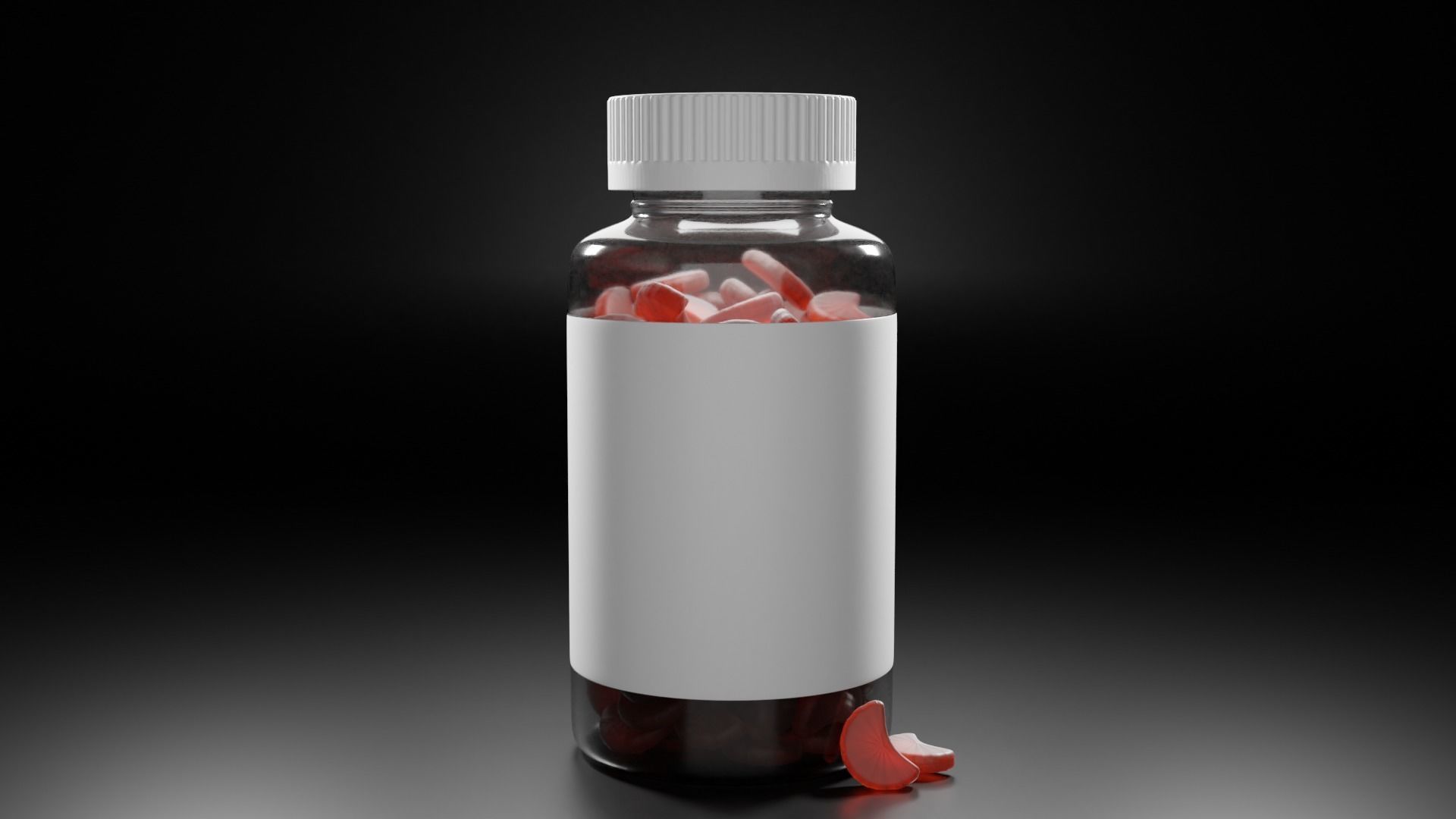 Orange gummies in safety cap bottle 3D model_2