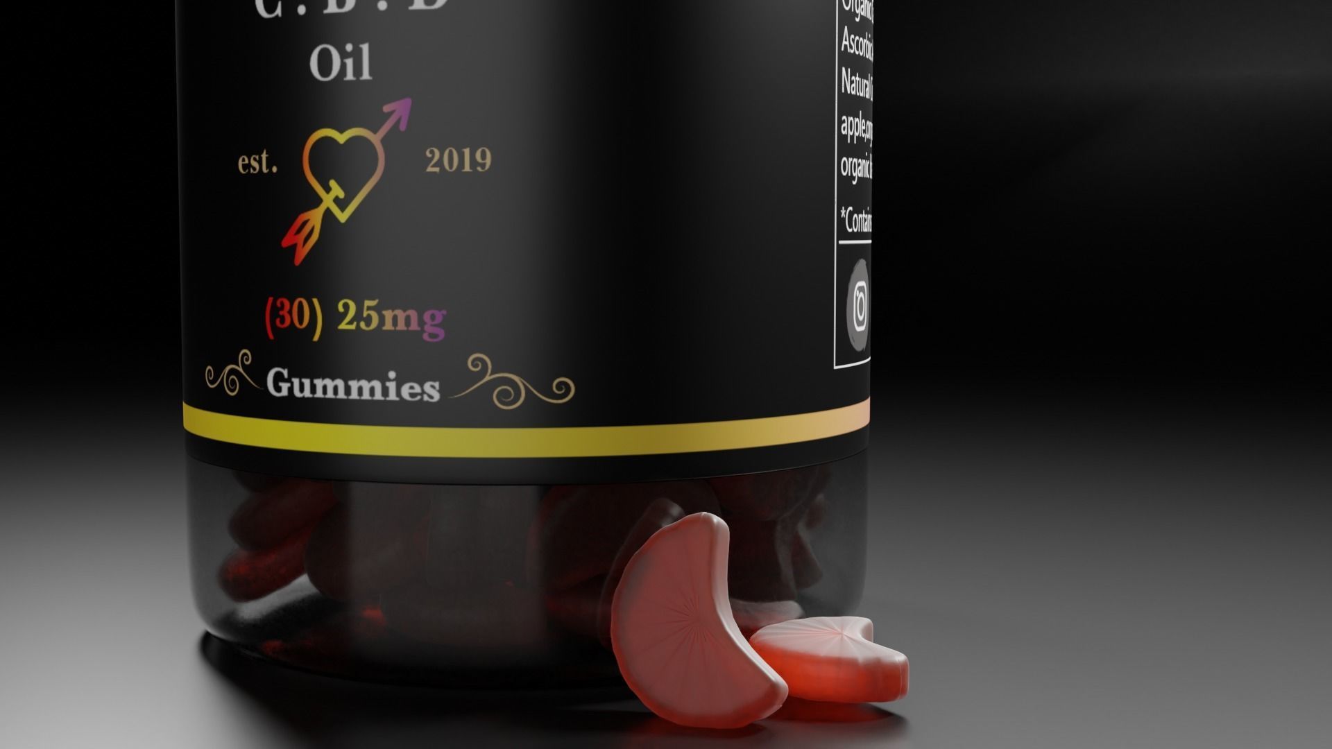 Orange gummies in safety cap bottle 3D model_1