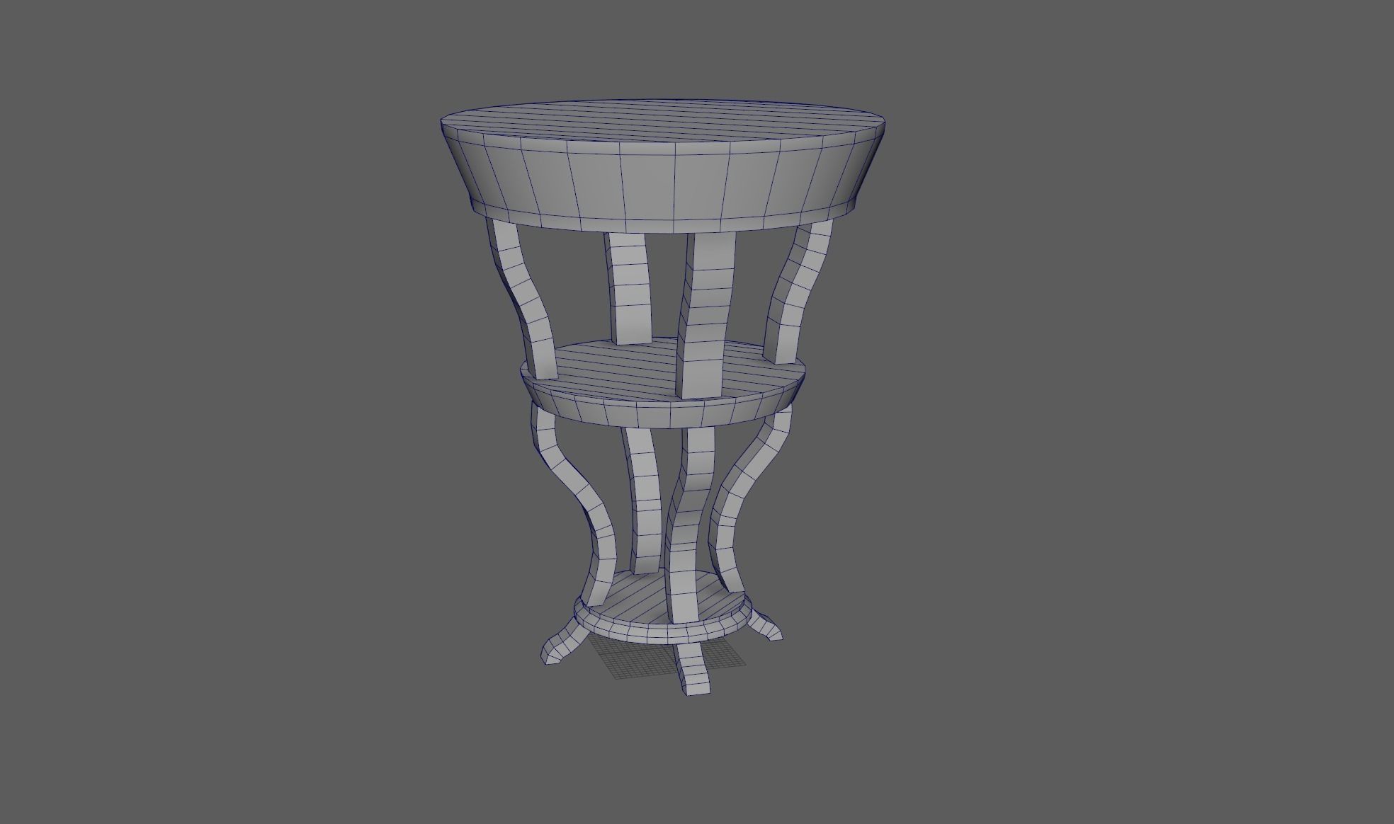 Circle Wood Table Low-poly 3D model_2