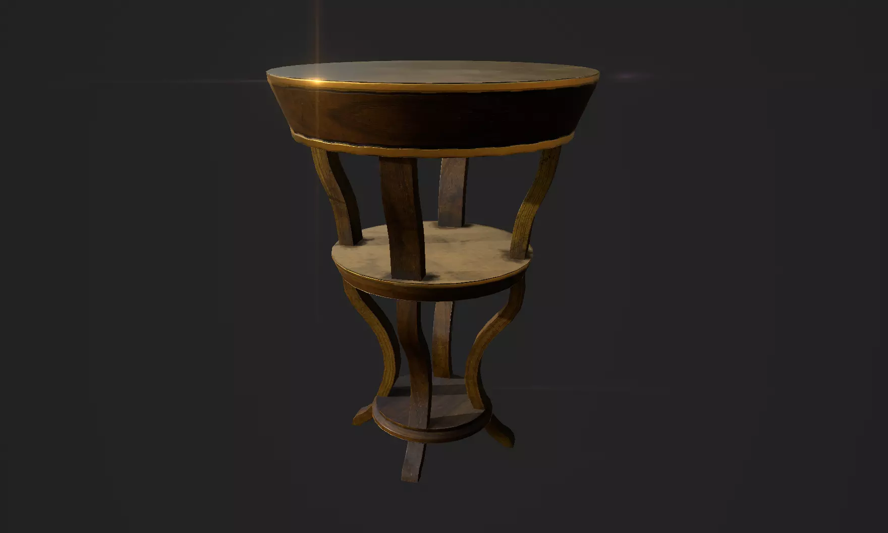 Circle Wood Table Low-poly 3D model_0