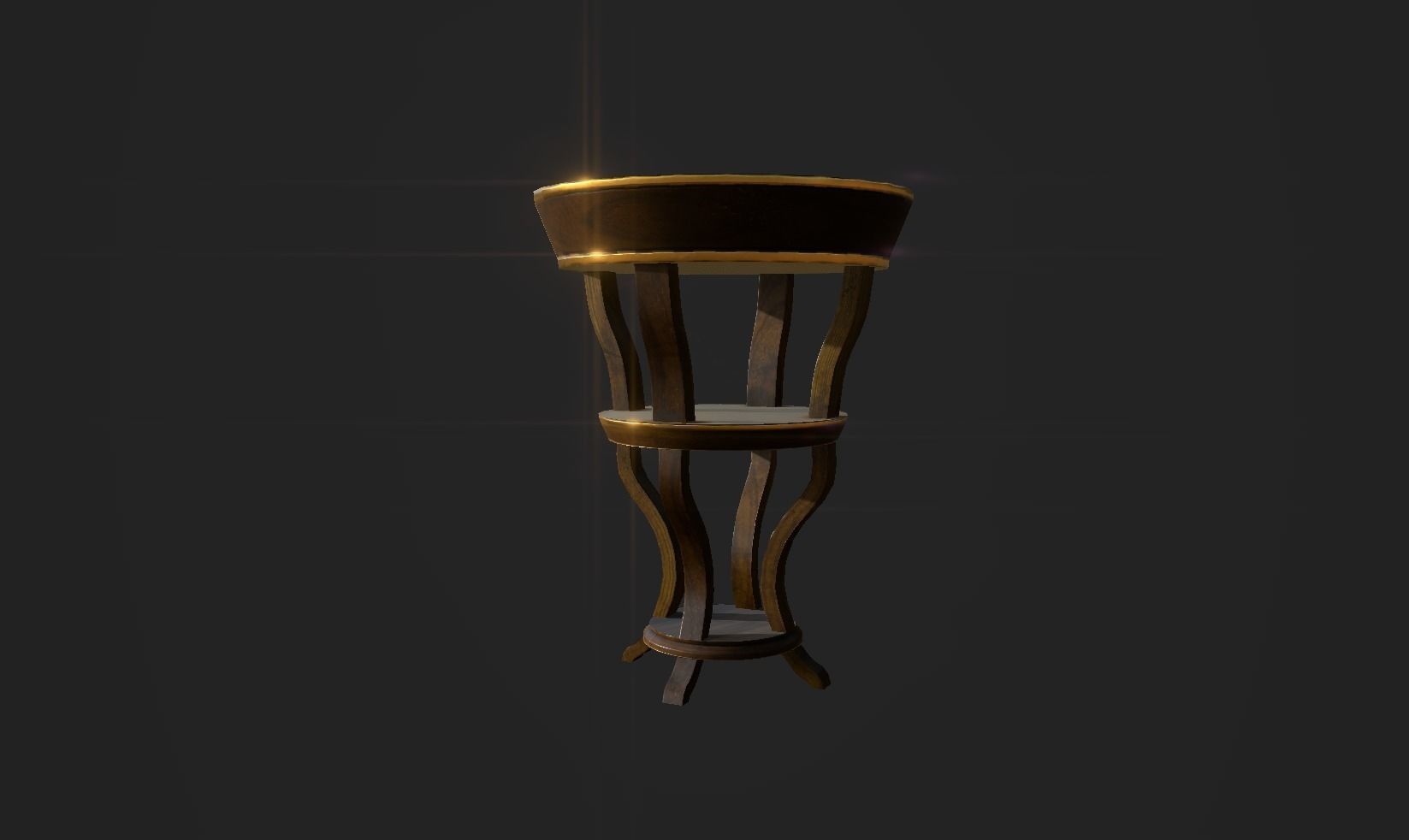 Circle Wood Table Low-poly 3D model_4