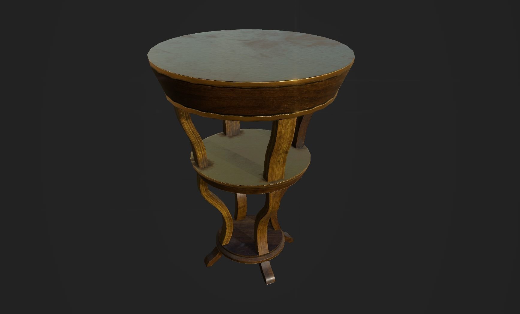Circle Wood Table Low-poly 3D model_1