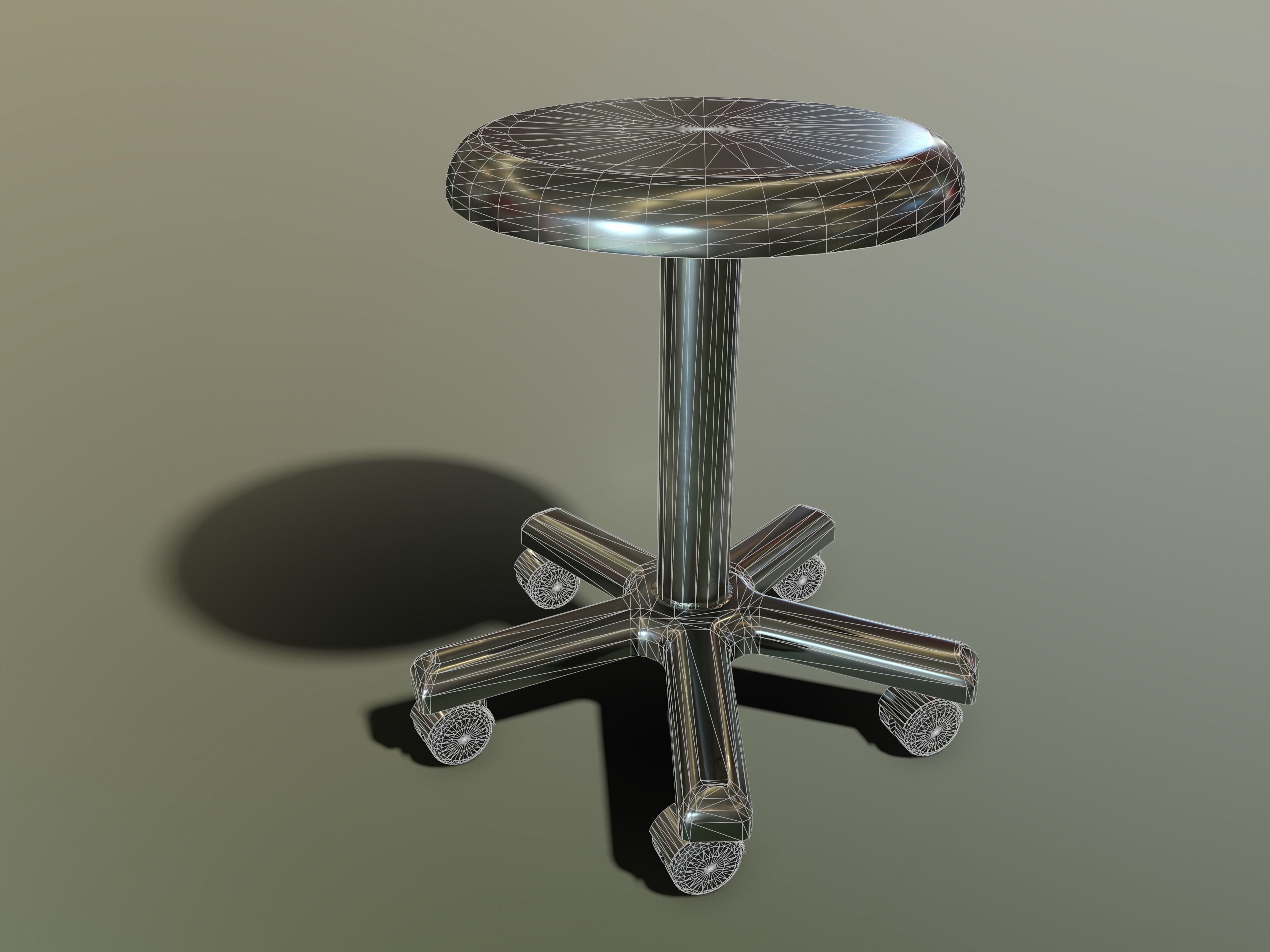 Stool with metal base Low-poly 3D model_9