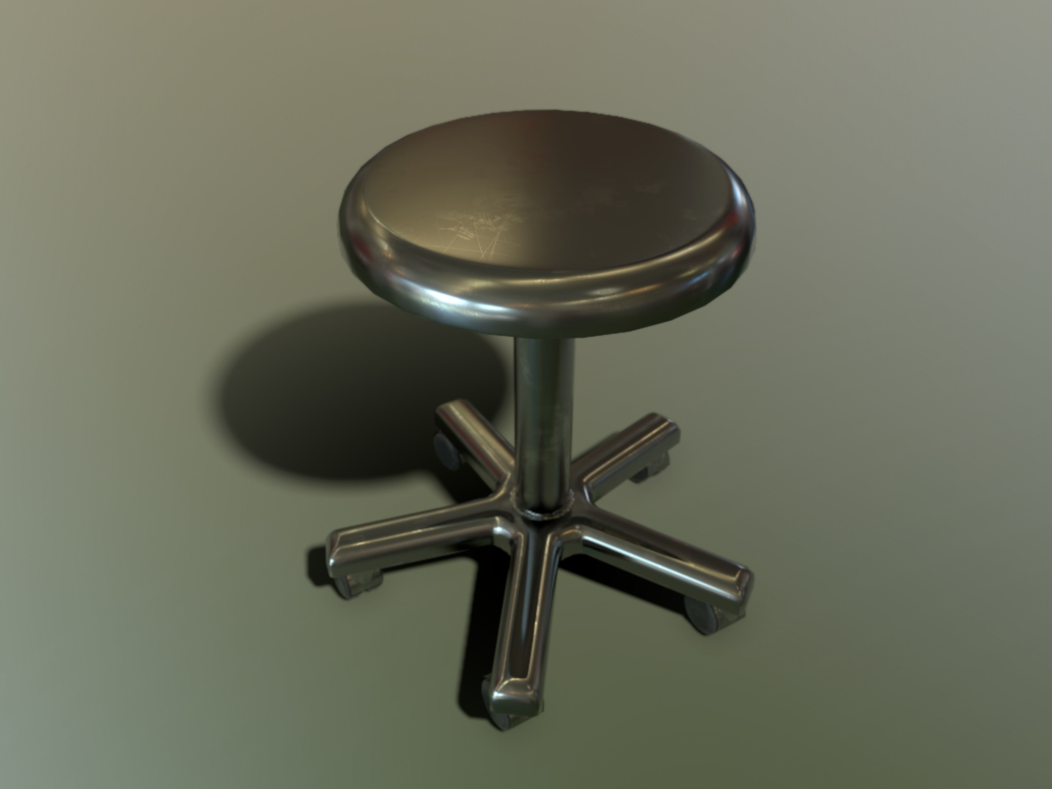 Stool with metal base Low-poly 3D model_6