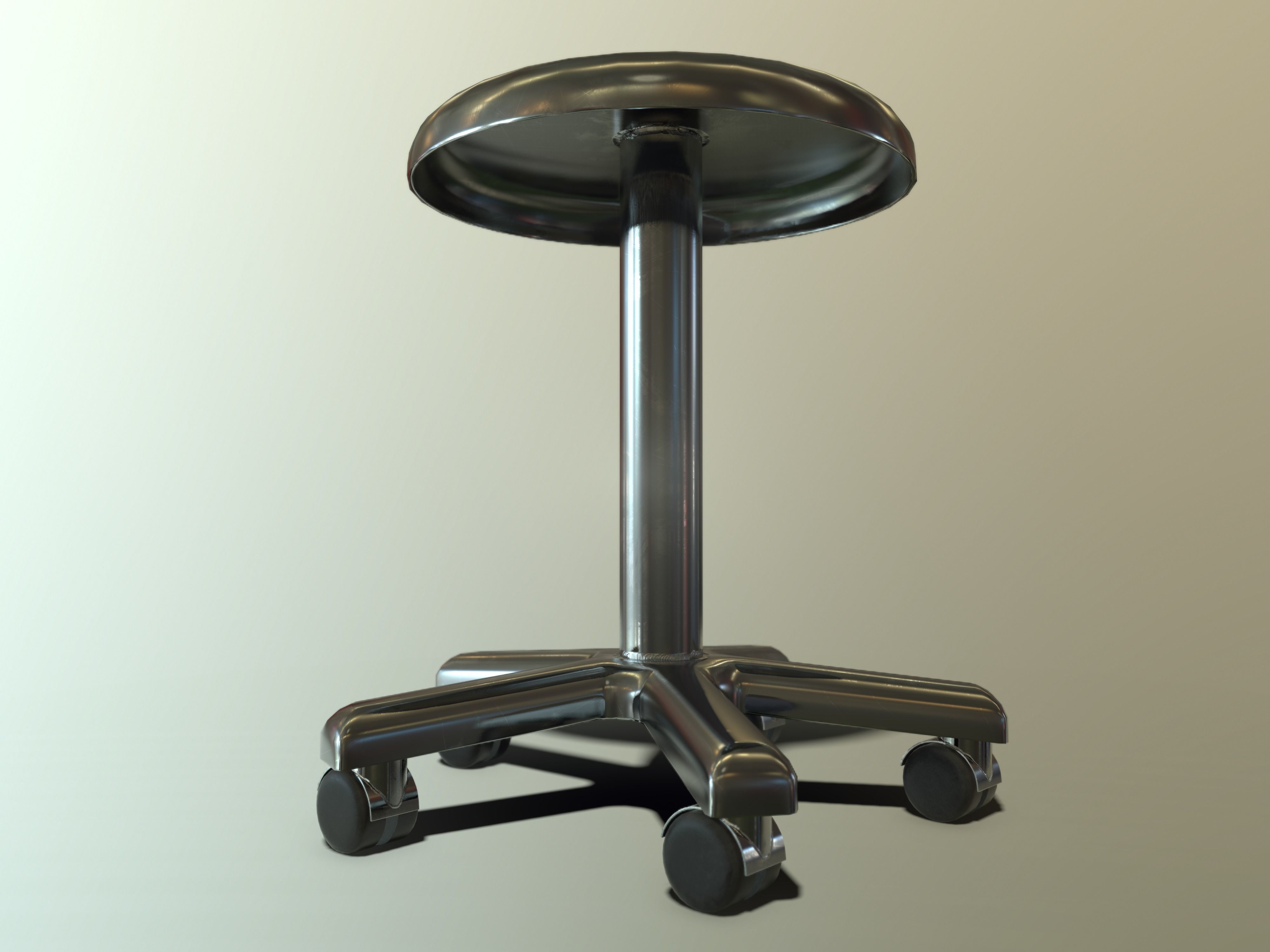 Stool with metal base Low-poly 3D model_4