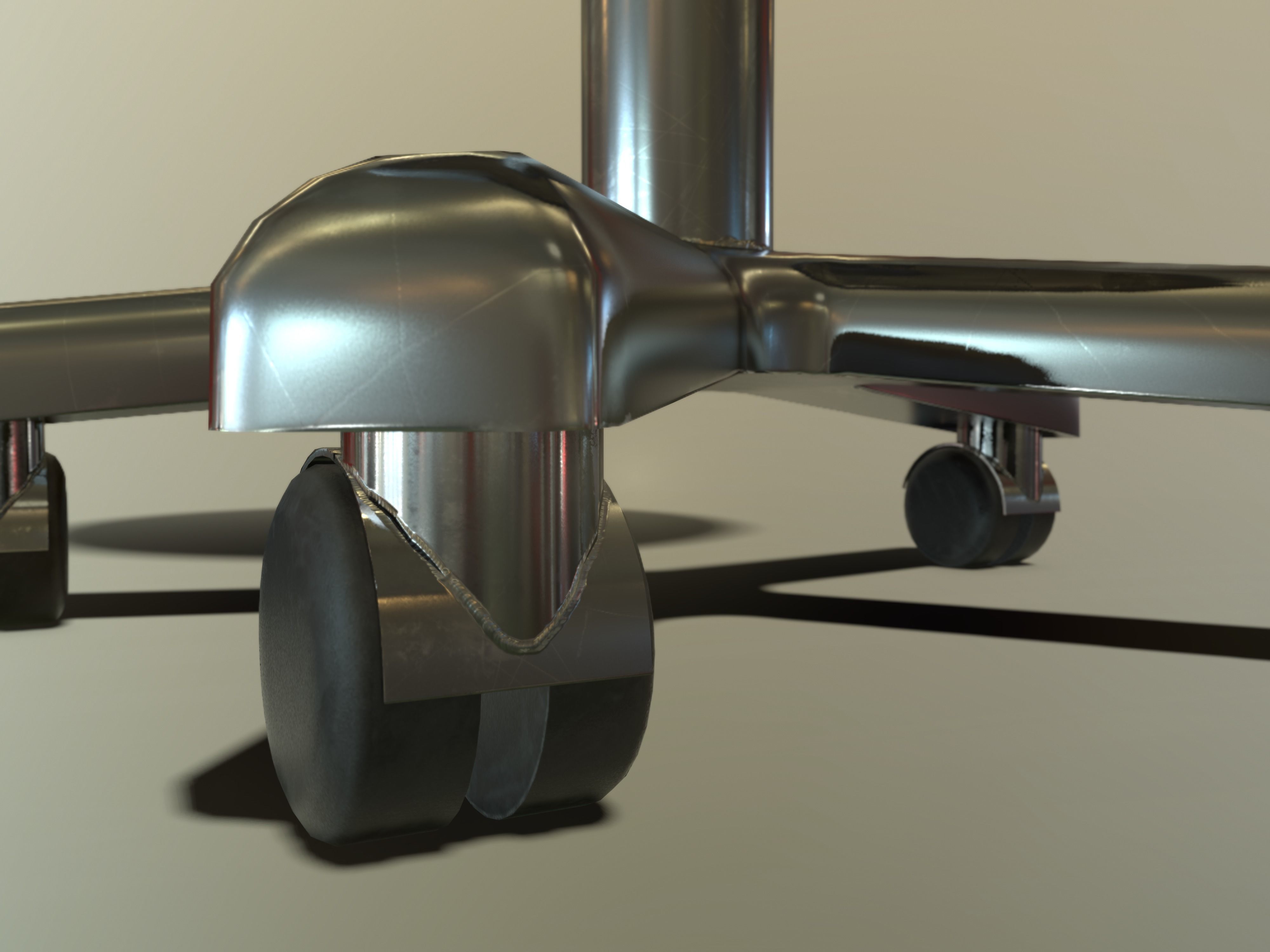 Stool with metal base Low-poly 3D model_5