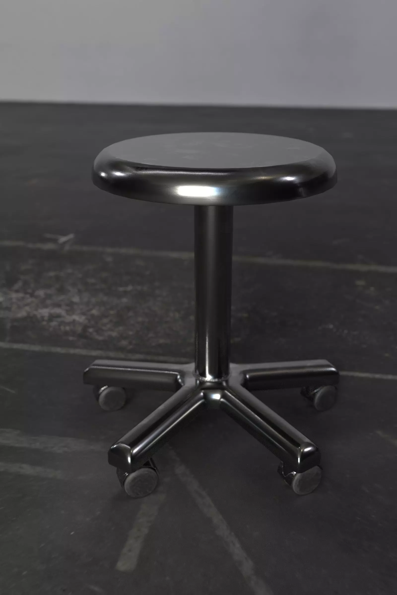 Stool with metal base Low-poly 3D model_0