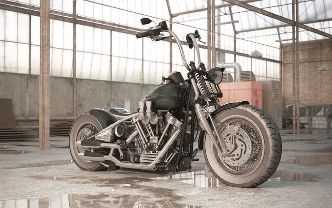 Harley Davidson Bobber 3d Model Low-poly 3D model