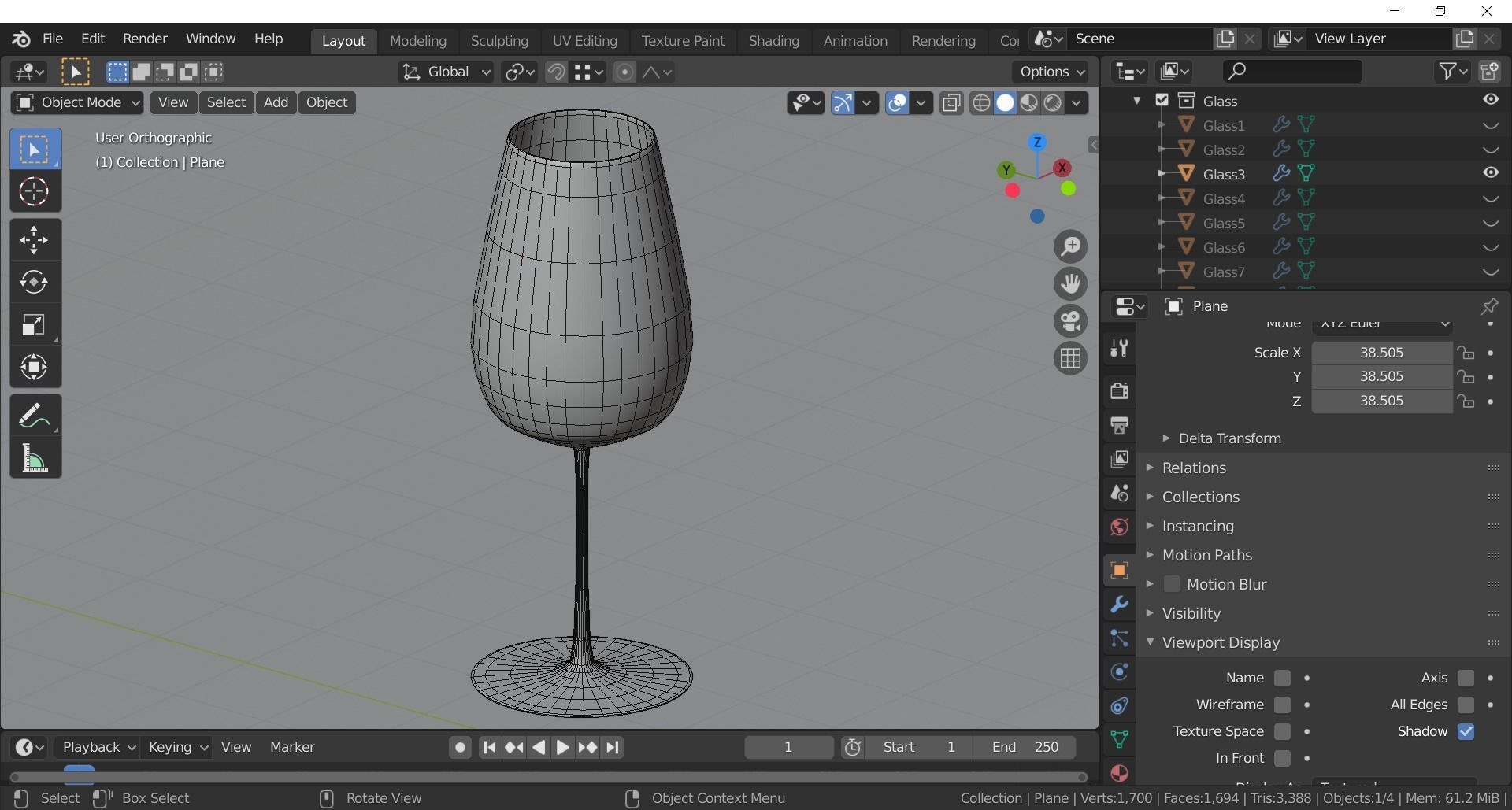 Glassware - Set of 11 different glasses - one with tea 3D model_6