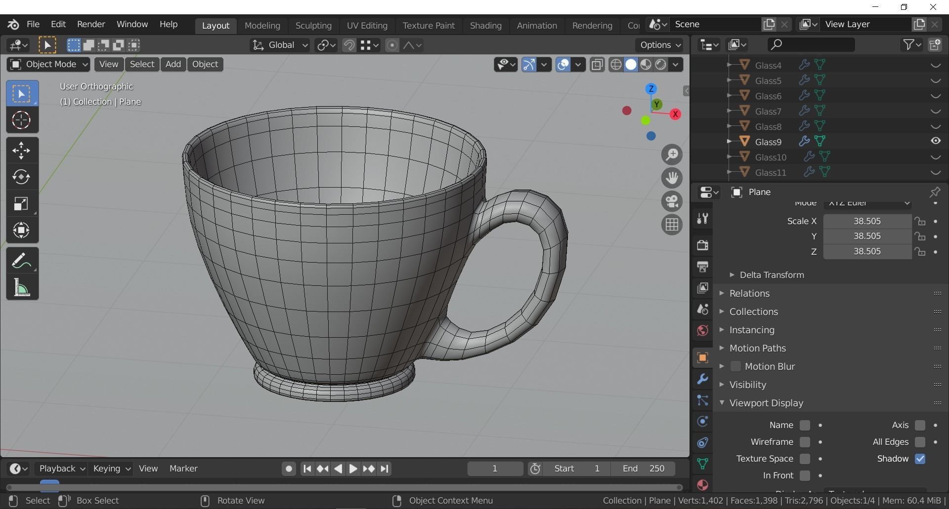 Glassware - Set of 11 different glasses - one with tea 3D model_12