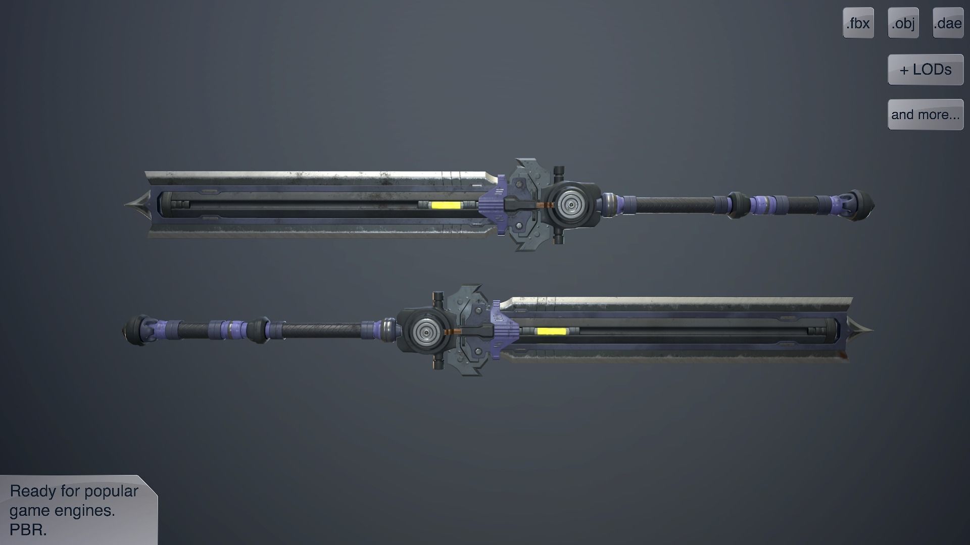 Sci-fi great sword Low-poly 3D model_6