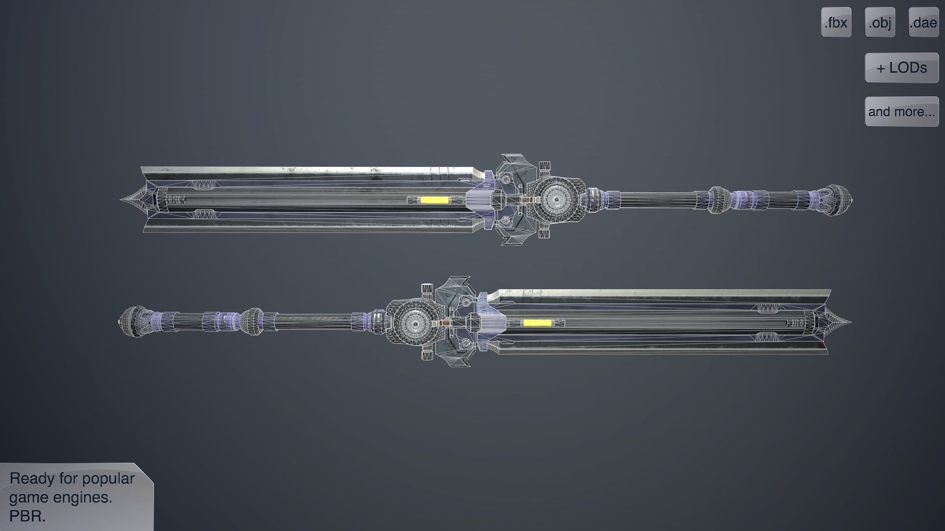 Sci-fi great sword Low-poly 3D model_7