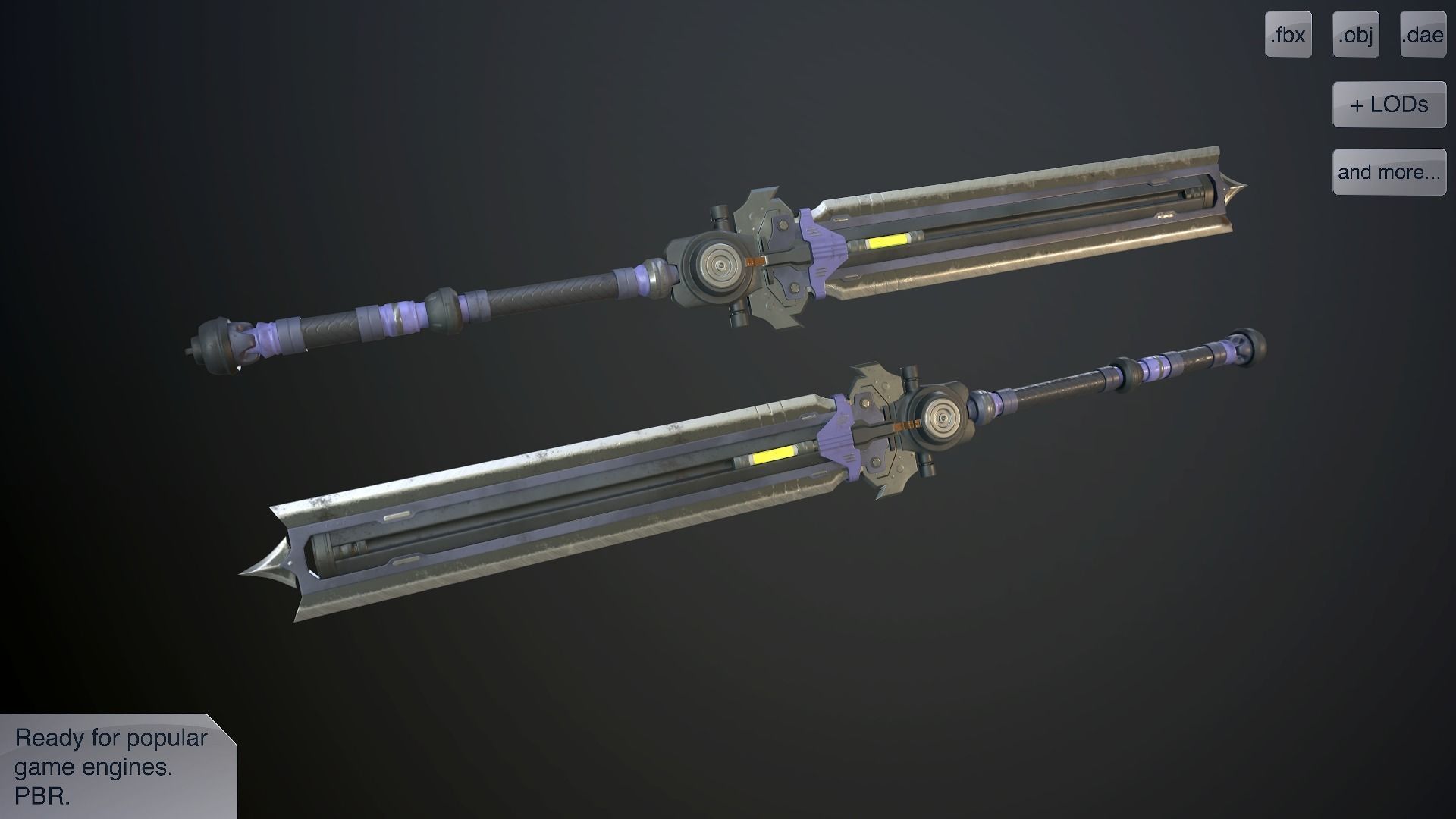 Sci-fi great sword Low-poly 3D model_0