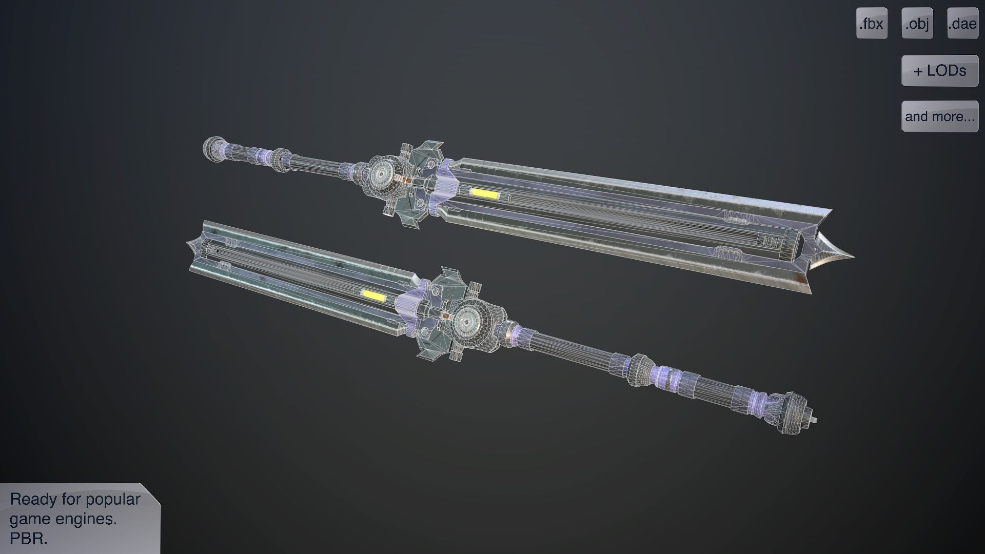 Sci-fi great sword Low-poly 3D model_5