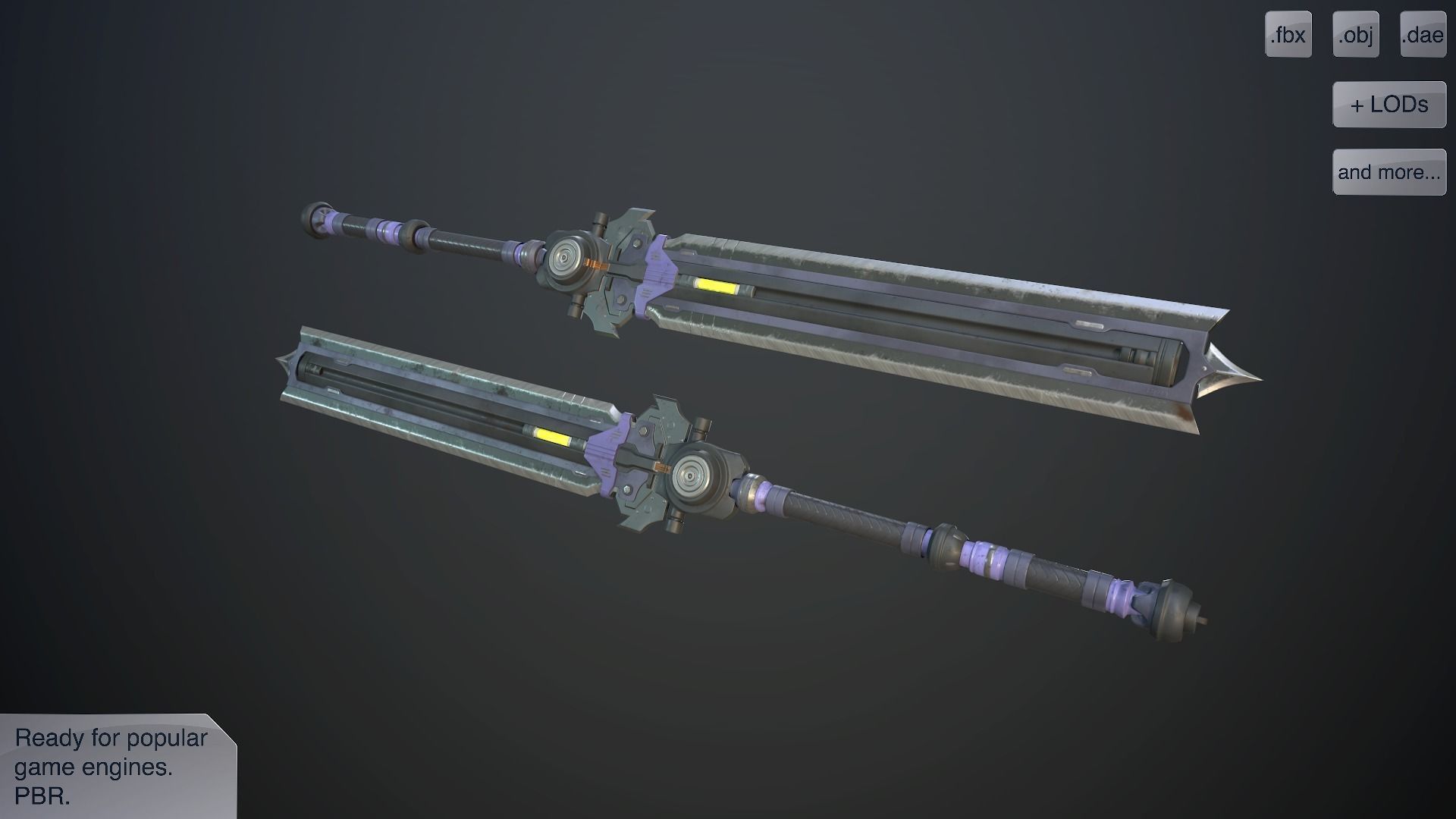 Sci-fi great sword Low-poly 3D model_4