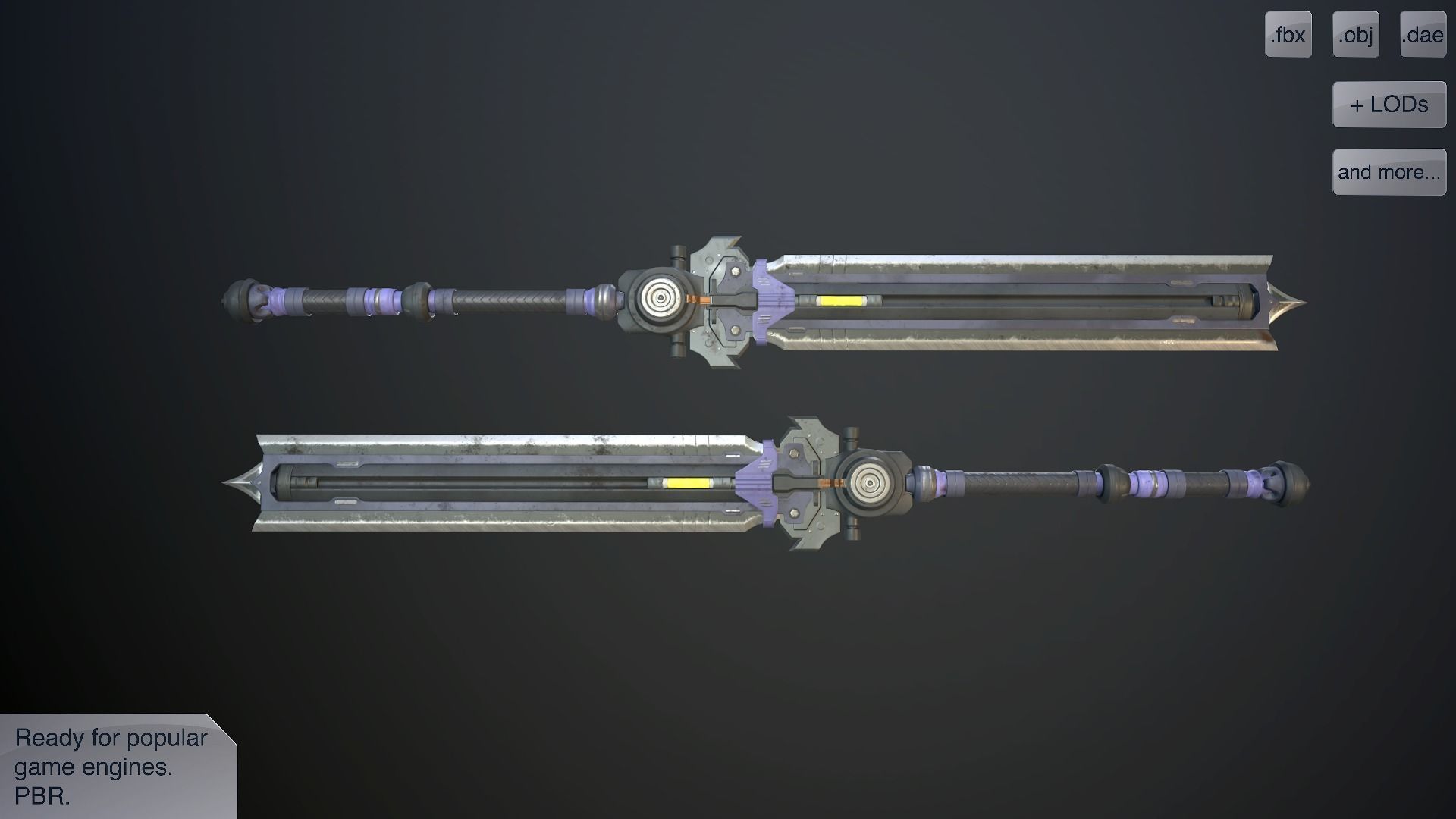 Sci-fi great sword Low-poly 3D model_2
