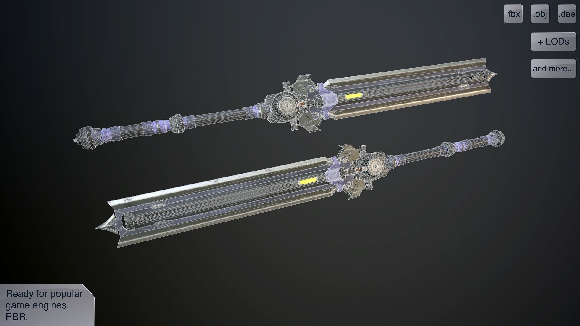 Sci-fi great sword Low-poly 3D model_1