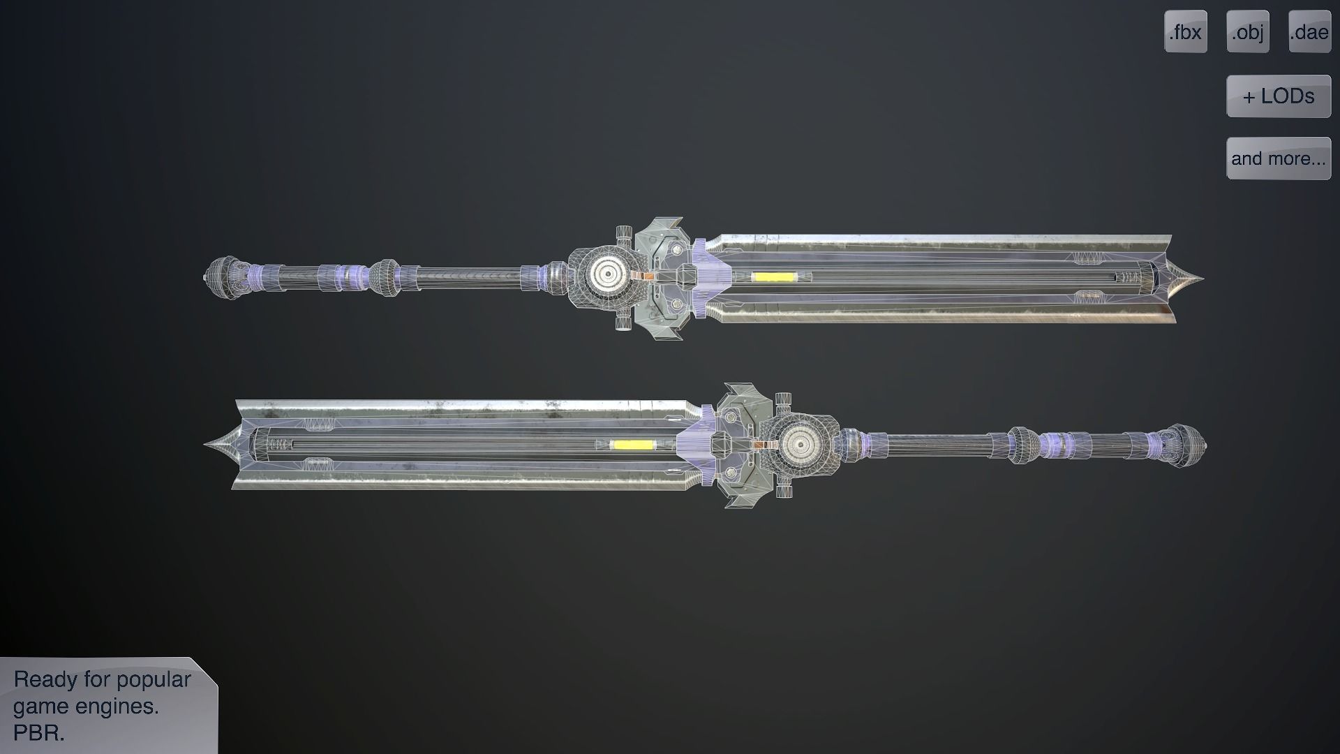 Sci-fi great sword Low-poly 3D model_3