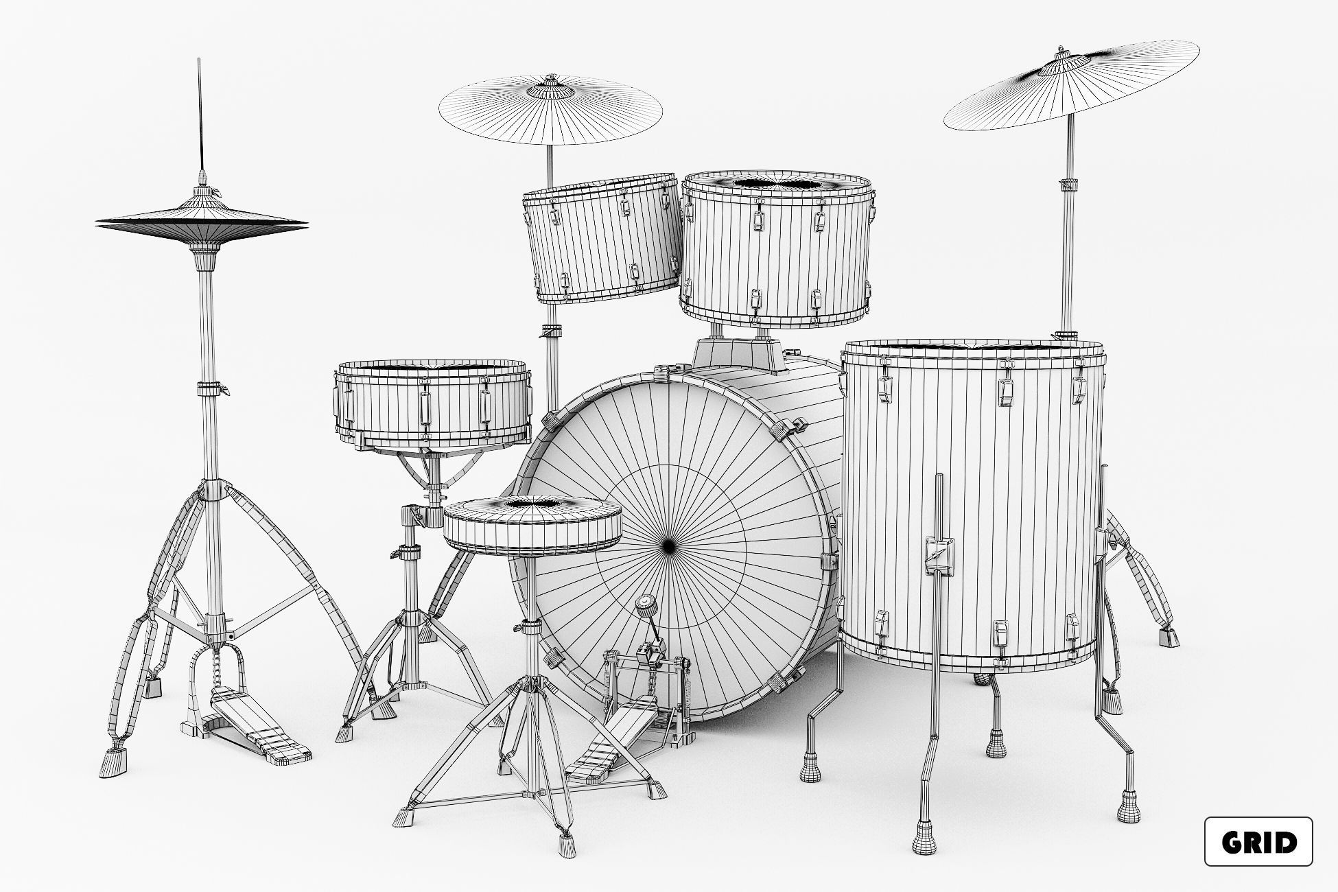 DRUM KIT Low-poly 3D model_15