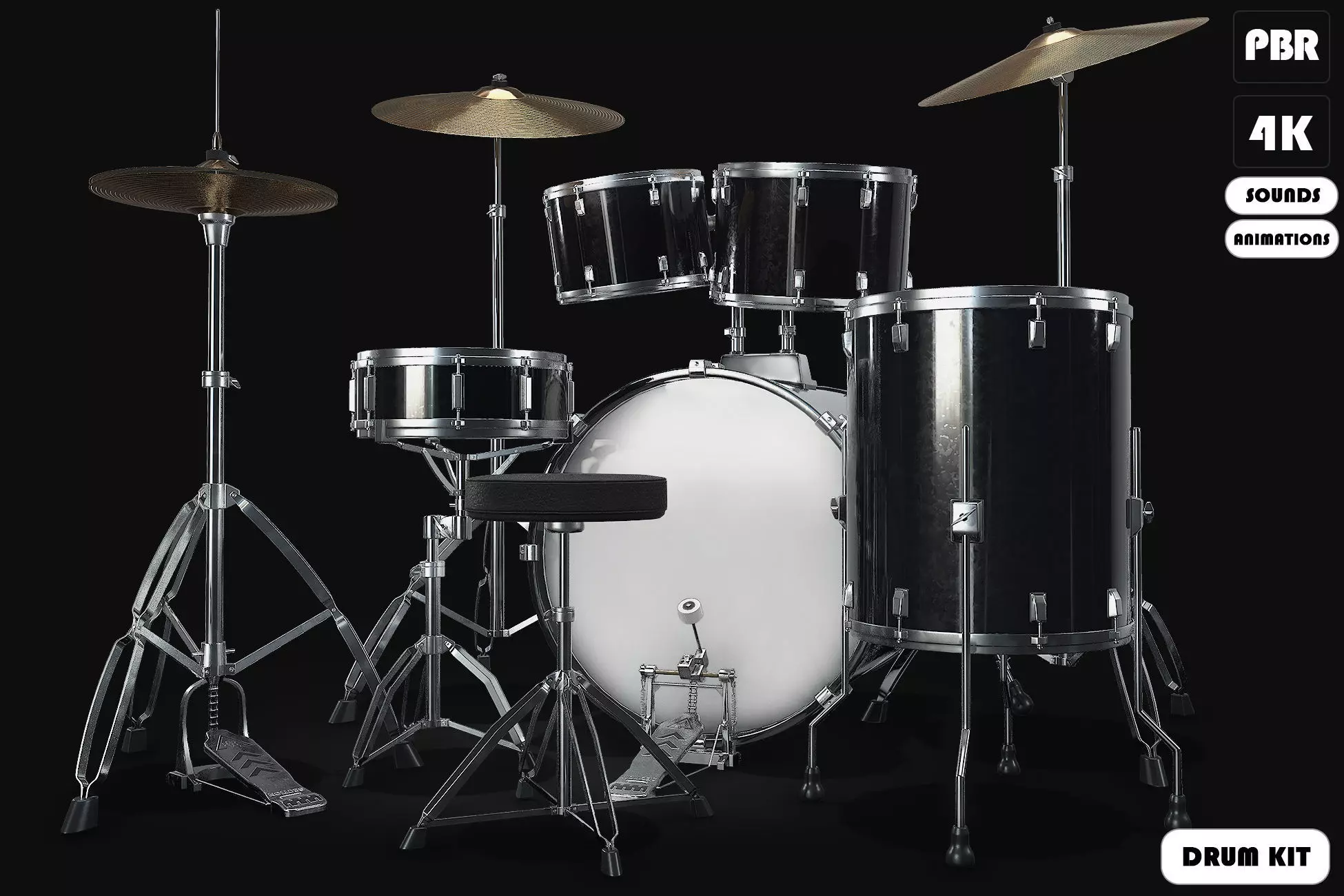 DRUM KIT Low-poly 3D model_0